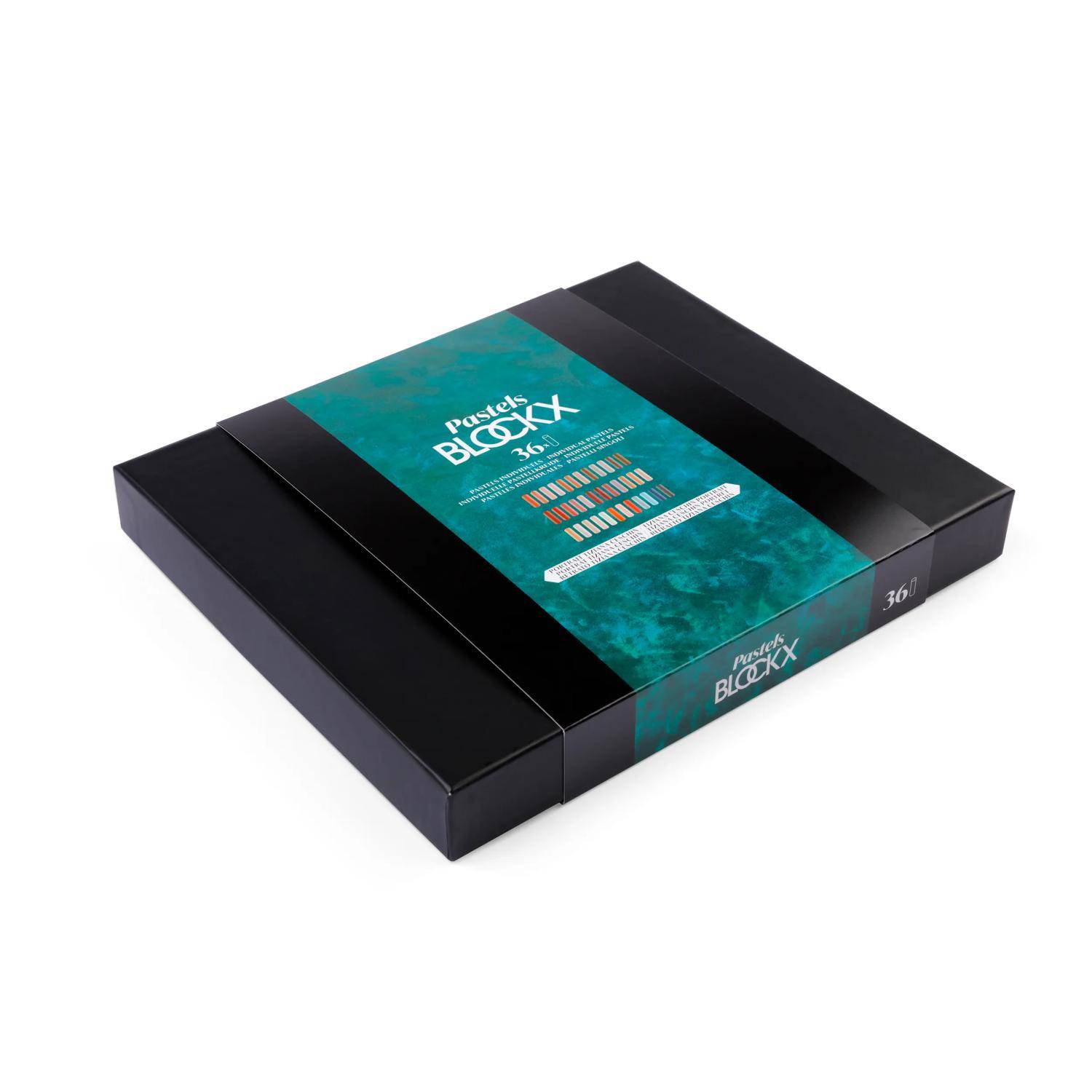 Blockx Holzbox mit 36 Pastellkreiden, 25x29 cm, Porträt Tiziana 12936PTIBXC
