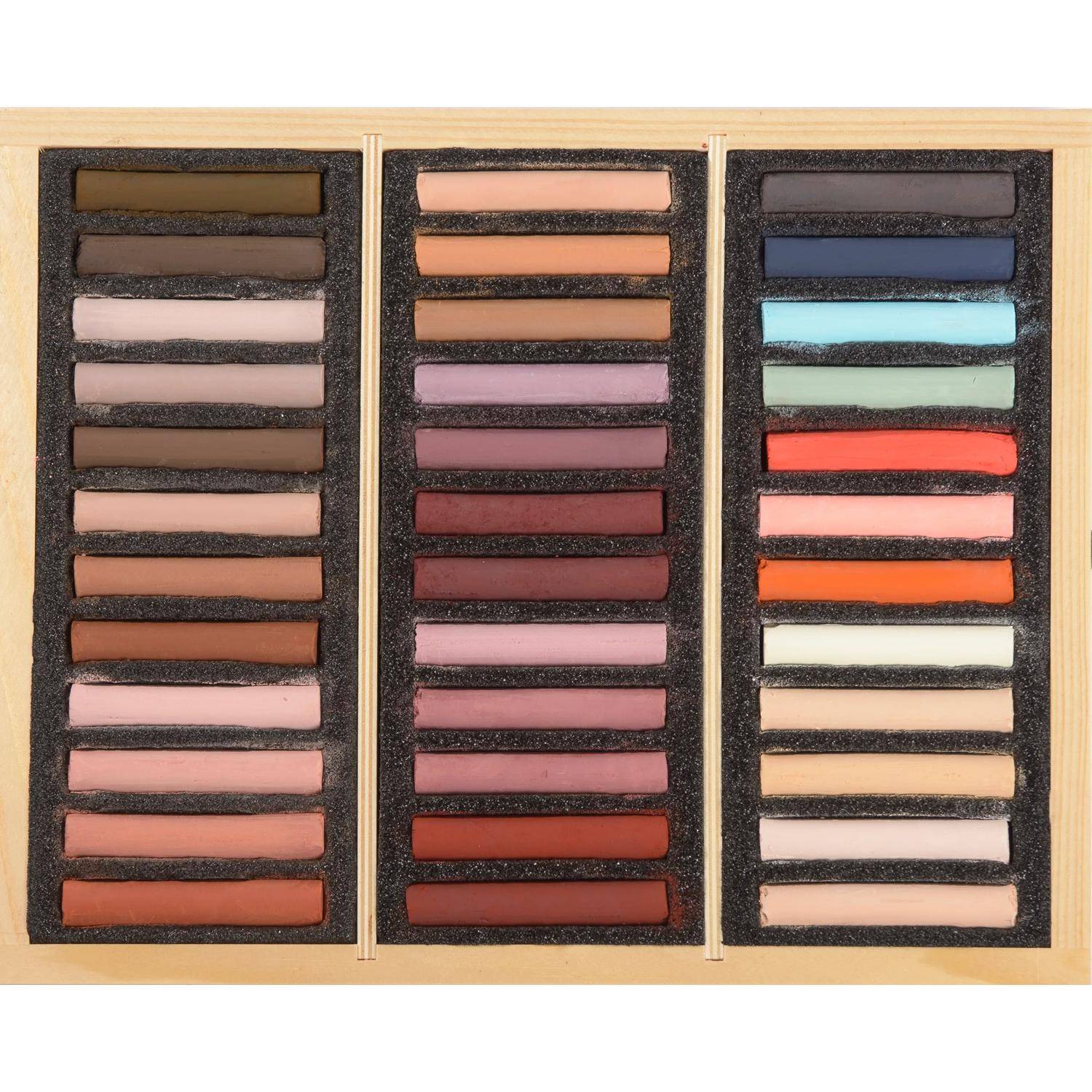 Blockx Holzbox mit 36 Pastellkreiden, 25x29 cm, Porträt Tiziana 12936PTIBXC