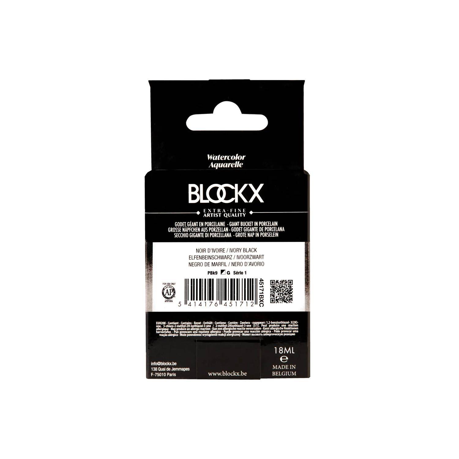 Blockx Aquarellfarbe, Großer Napf 18ml Elfenbeinschwarz 45171BXC