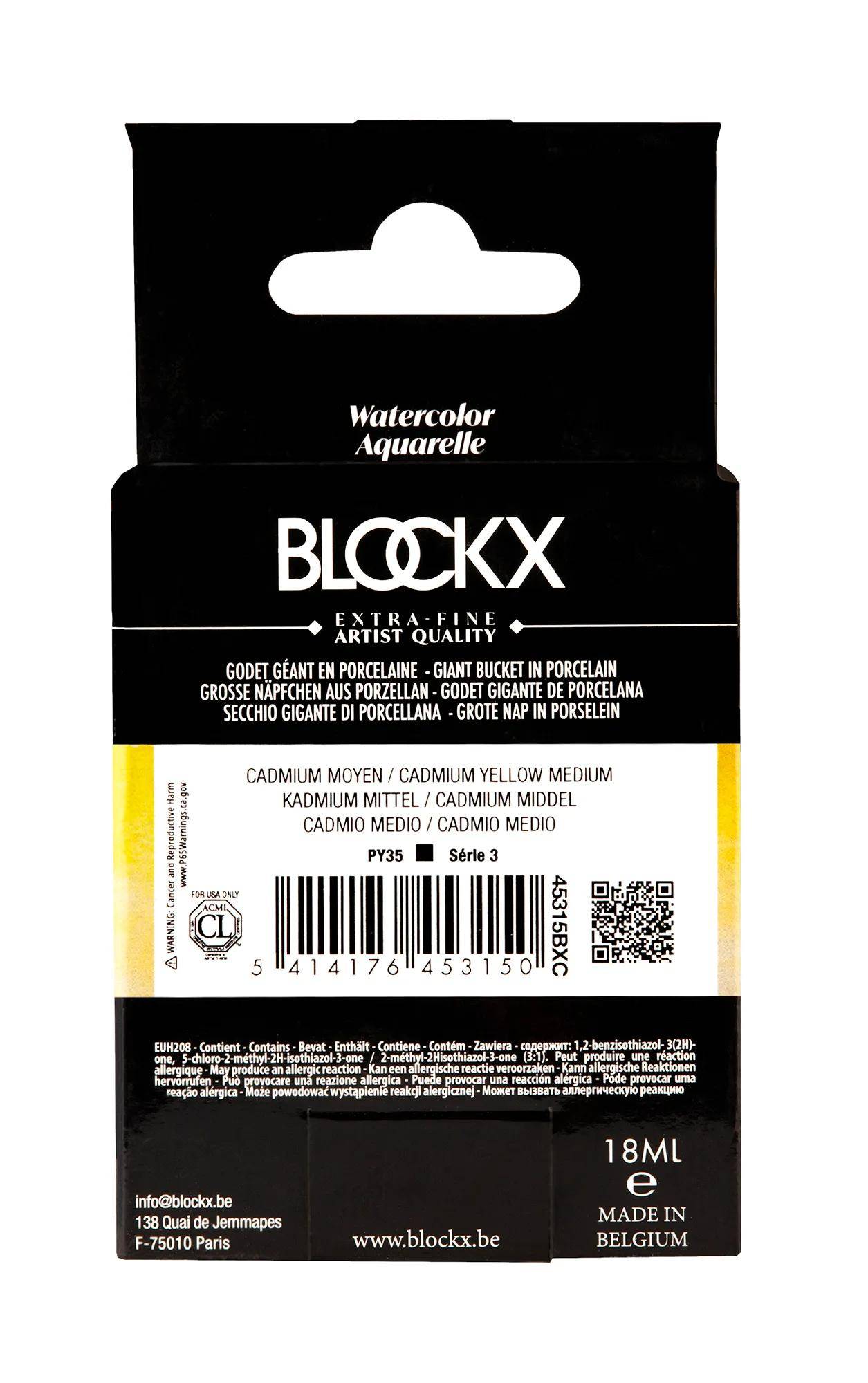 Blockx Aquarellfarbe, Großer Napf 18ml Cadmium Mittel 45315BXC