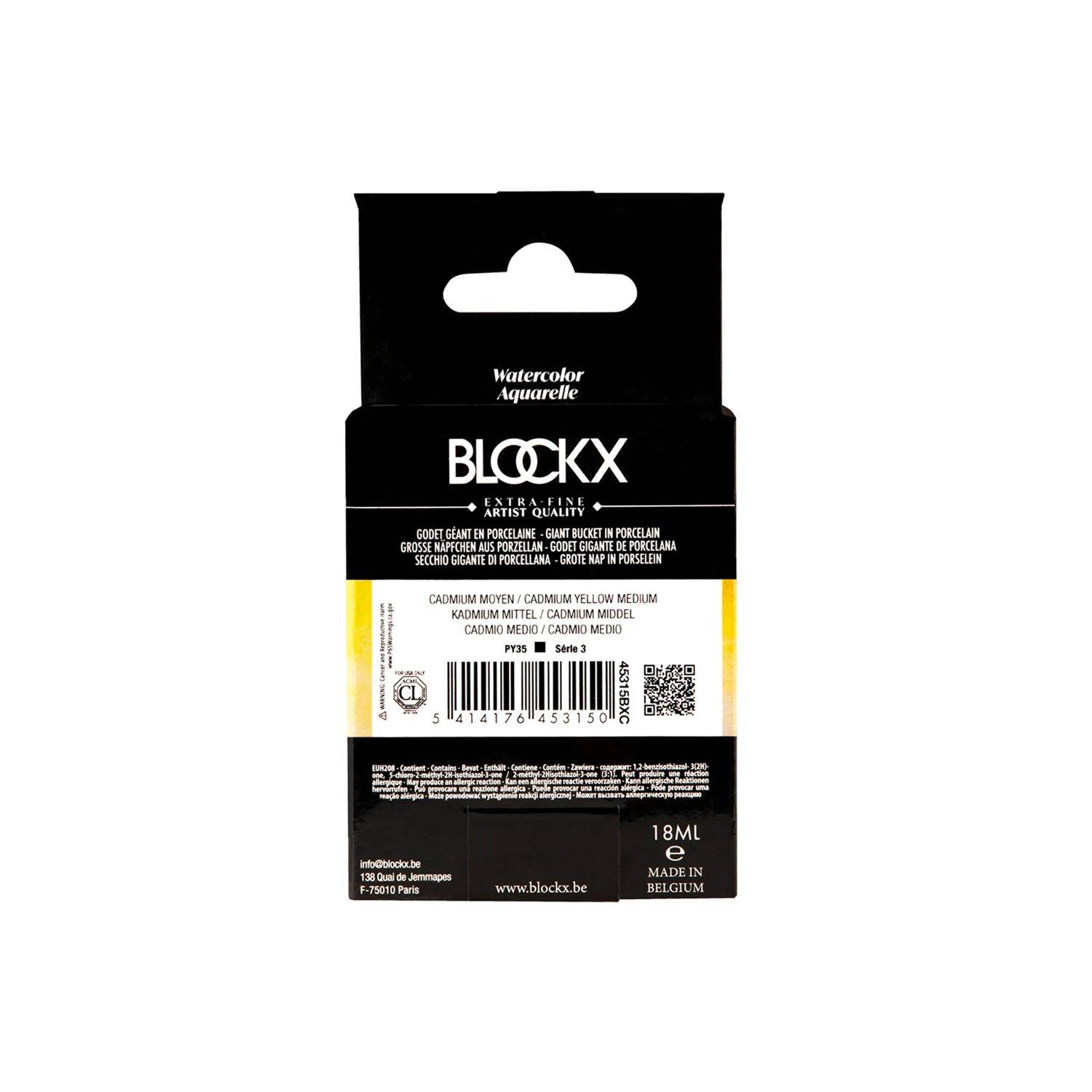 Blockx Aquarellfarbe, Großer Napf 18ml Cadmium Mittel 45315BXC