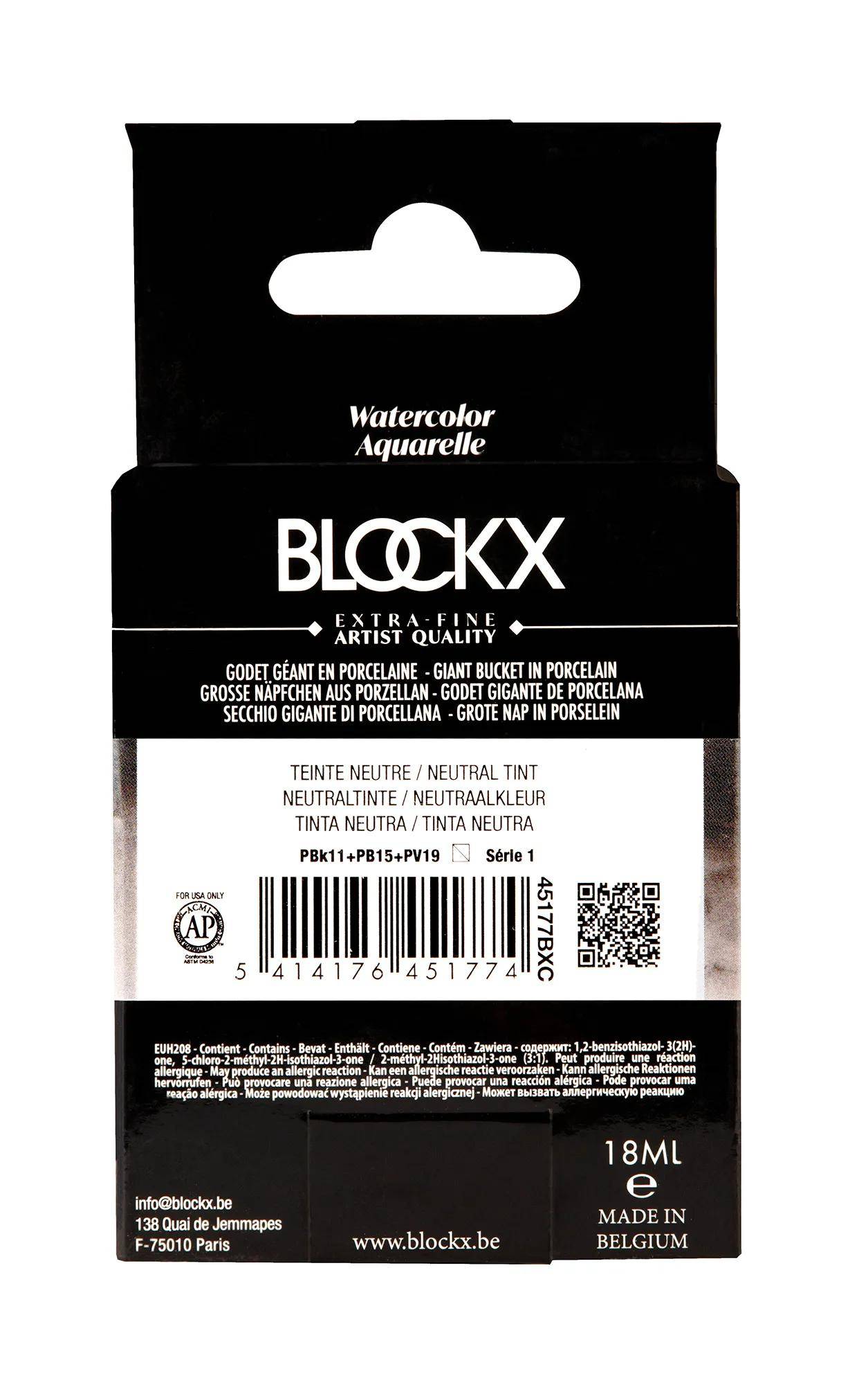 Blockx Aquarellfarbe, Neutraltinte - Großer Napf 18ml - Neutralfarben 45177BXC