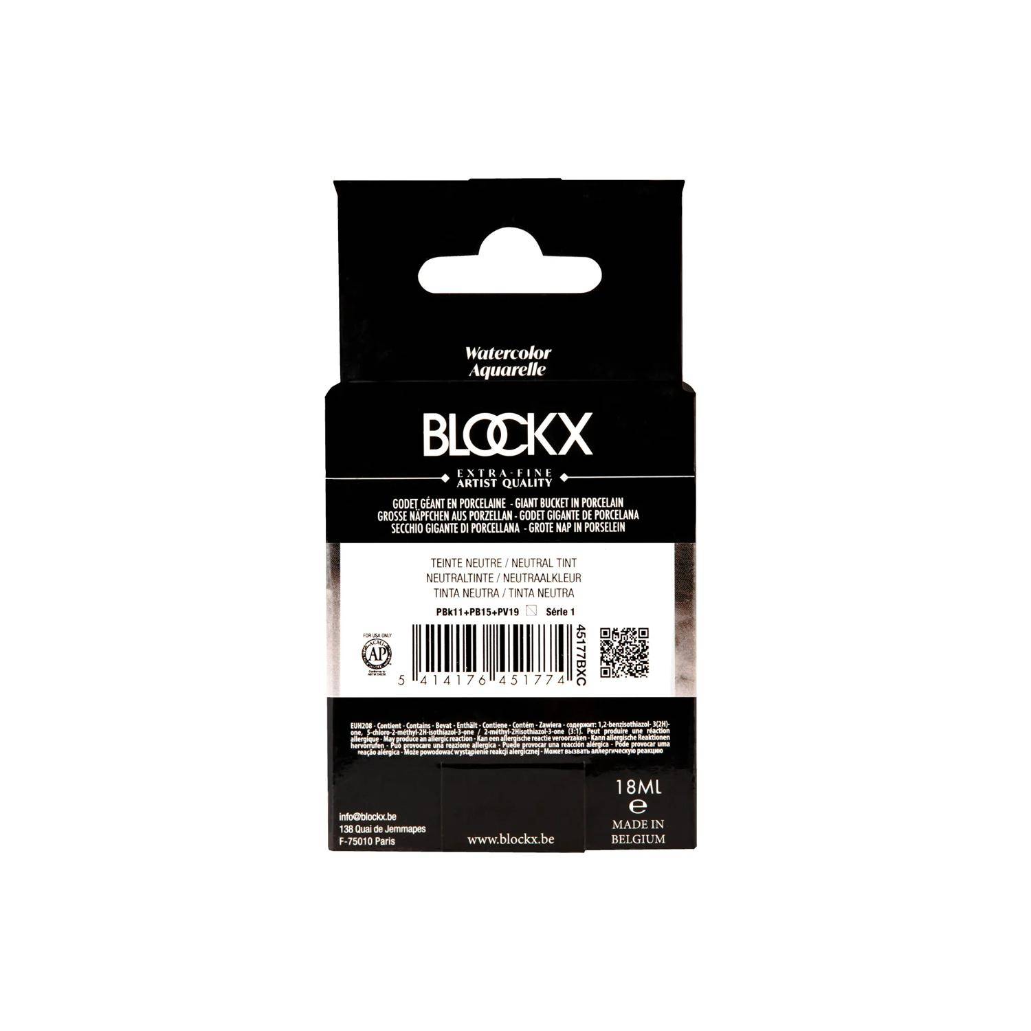 Blockx Aquarellfarbe, Neutraltinte - Großer Napf 18ml - Neutralfarben 45177BXC