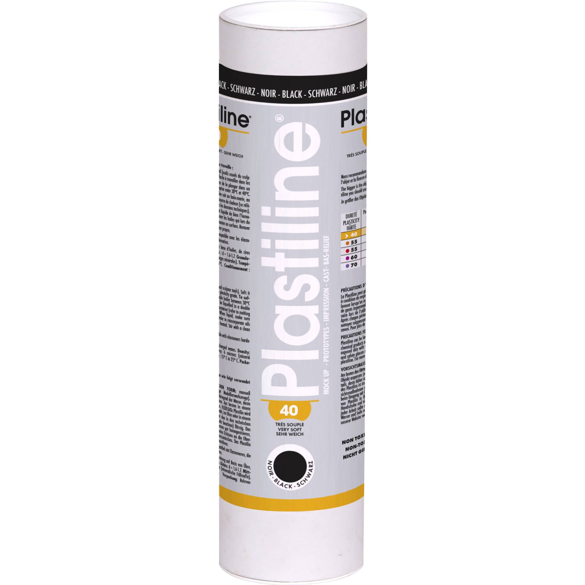 Plastiline Plastiline, 1 kg, Härtegrad 40 (sehr weich) - Schwarz 1940T