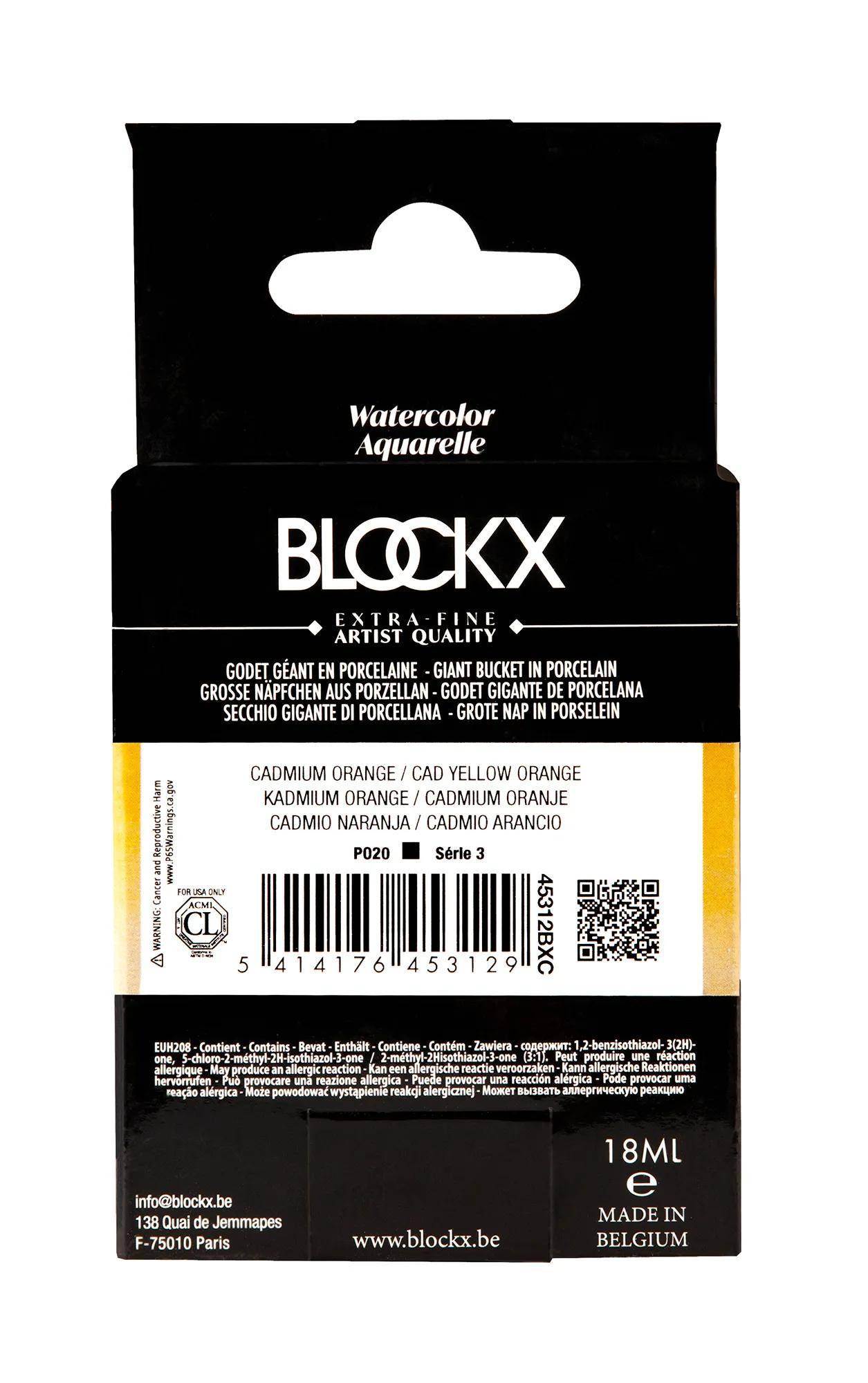Blockx Aquarellfarbe, Kadmiumorange - Großer Napf 18ml - Kadmiumorange 45312BXC