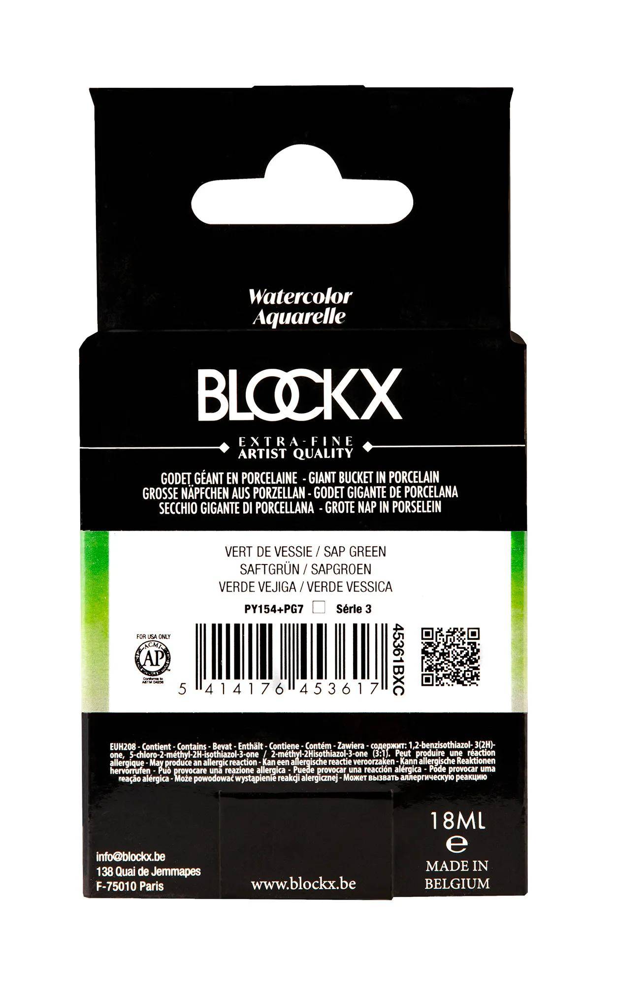 Blockx Aquarellfarbe, Saftgrün - Großer Napf 18ml - Saftgrün 45361BXC