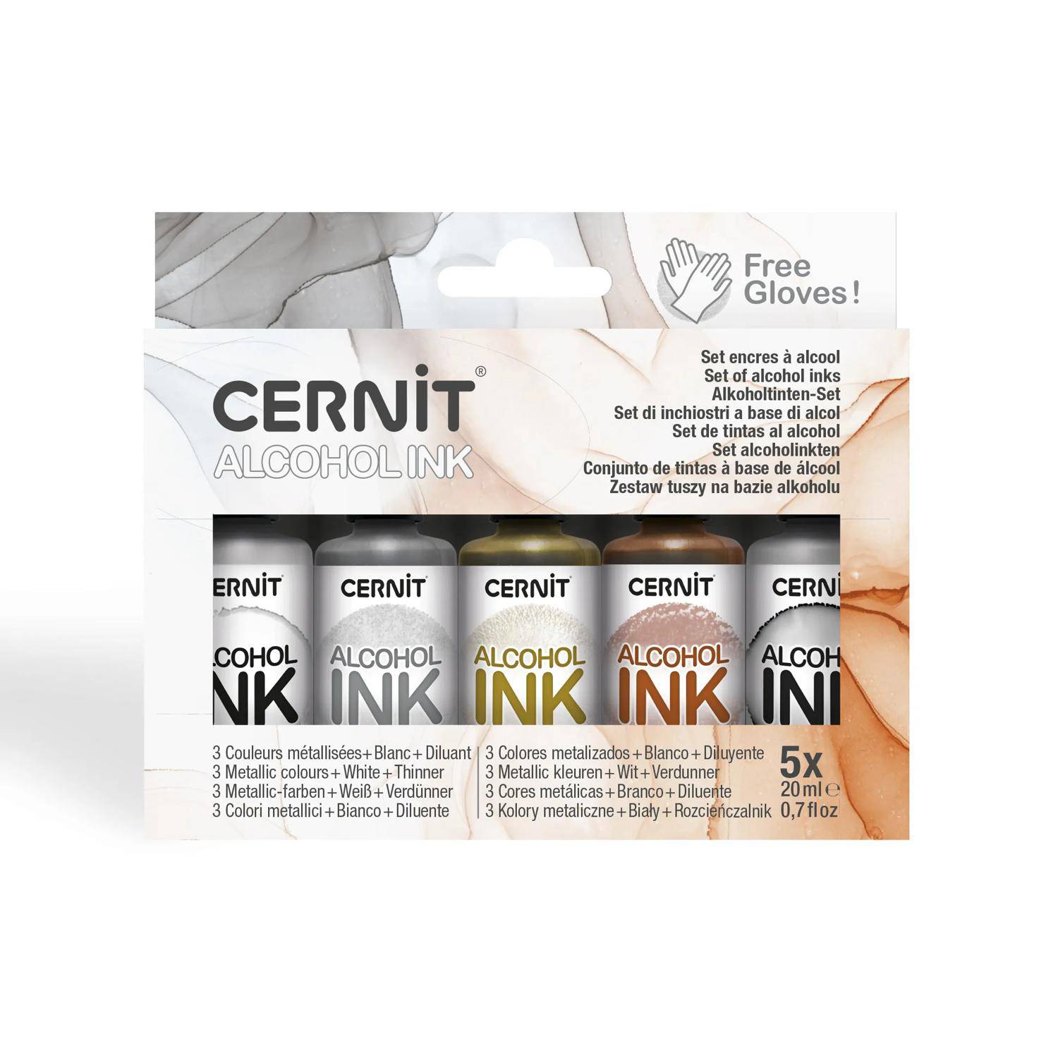 Cernit Set Alkoholtinten, Metallic-Farben, 13x3x11 cm - Sortierung CEASS006C