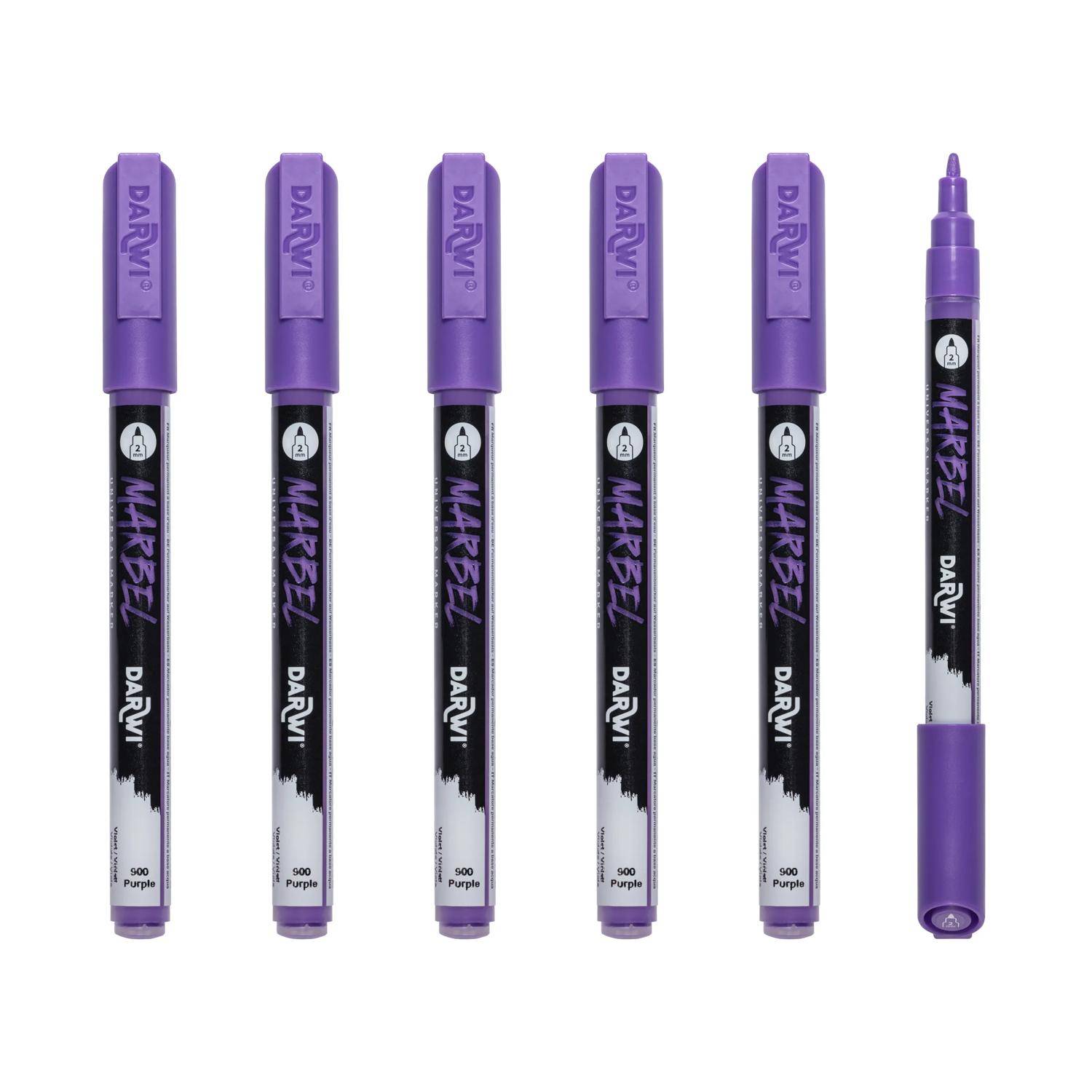 Darwi 6x Marker Acrylfarbe, konische feine Spitze 2mm Violett DA0223002900C