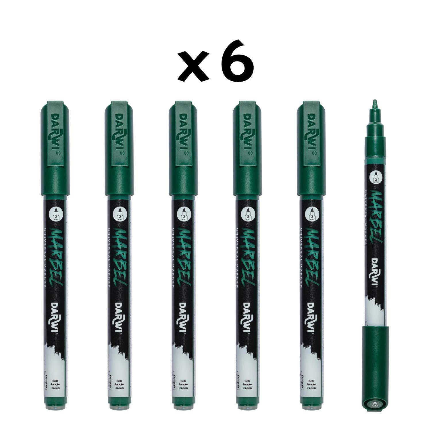 Darwi 6x Marker Acrylfarbe, feine Spitze 2mm Dschungelgrün DA0223002680C