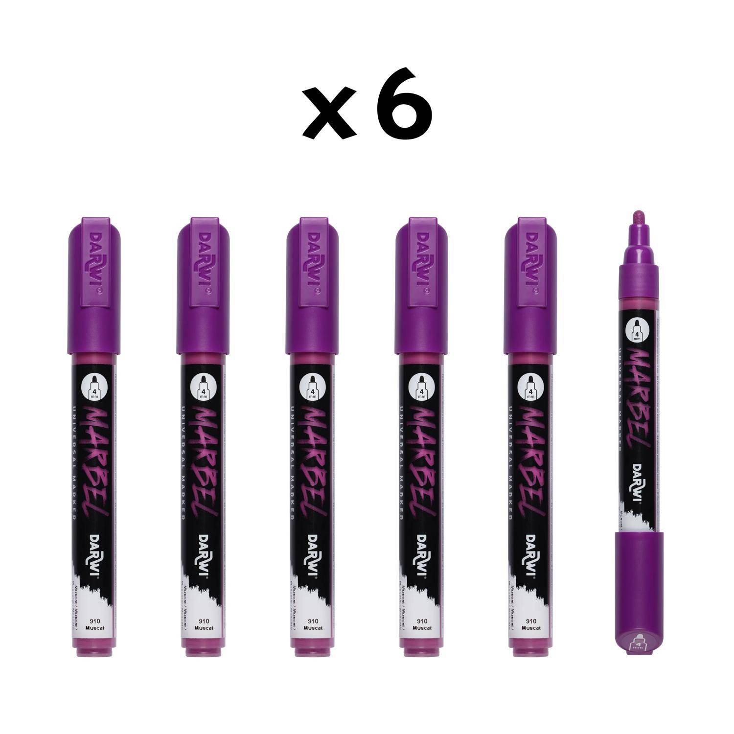 Darwi 6x Universalmarker Acrylfarbe, Rundspitze medium 4mm Muskat DA0226004910C