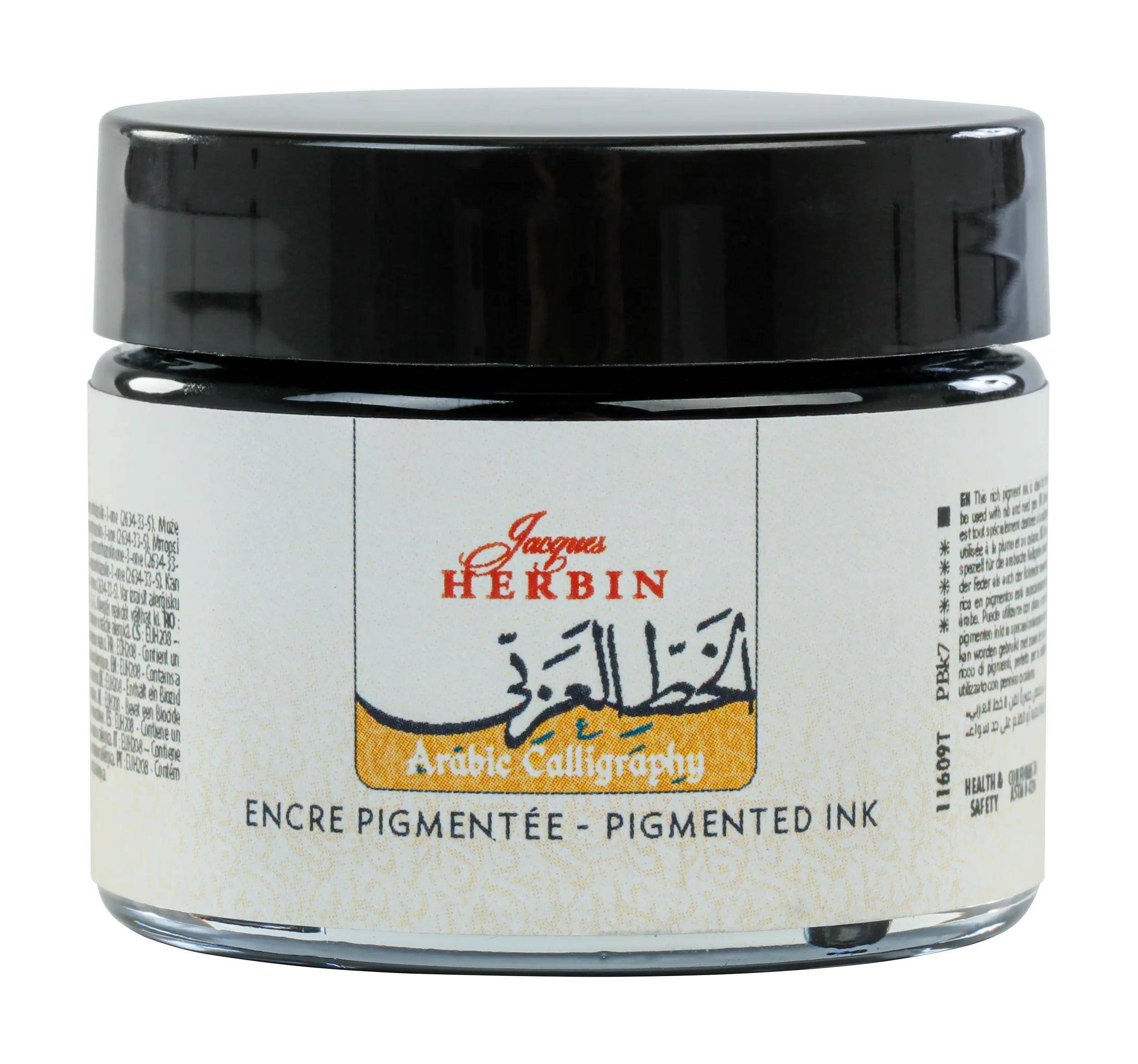 Jacques Herbin 3x Schwarze Tinte für die arabische Kalligrafie, 40ml 11609T
