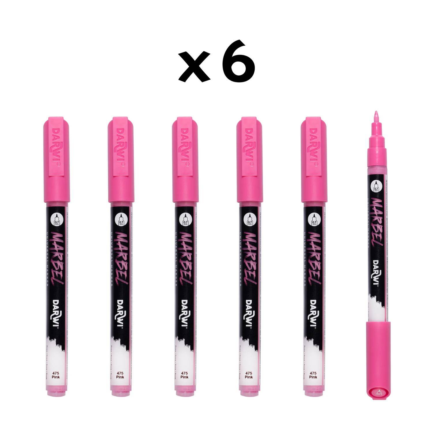 Darwi 6x Universalmarker Acrylfarbe, extrafeine Spitze 0,7mm Rosa DA0223001475C