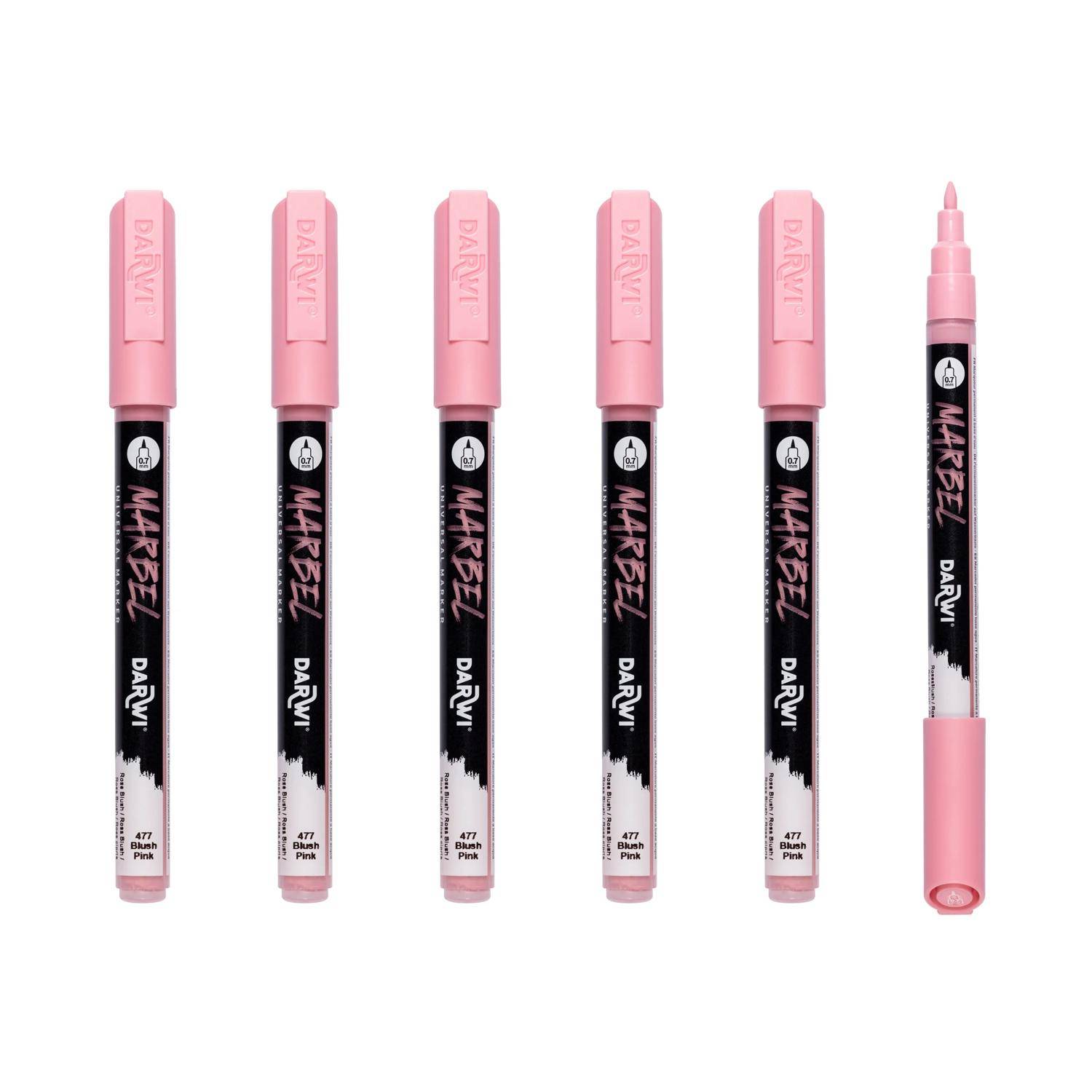 Darwi 6x Marker Acrylfarbe, extrafeine Spitze 0,7mm Rosa Blush DA0223001477C