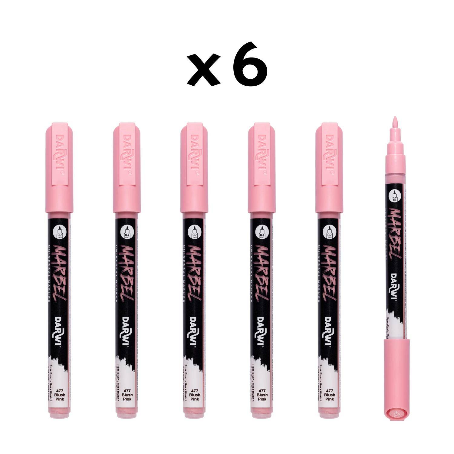 Darwi 6x Marker Acrylfarbe, extrafeine Spitze 0,7mm Rosa Blush DA0223001477C