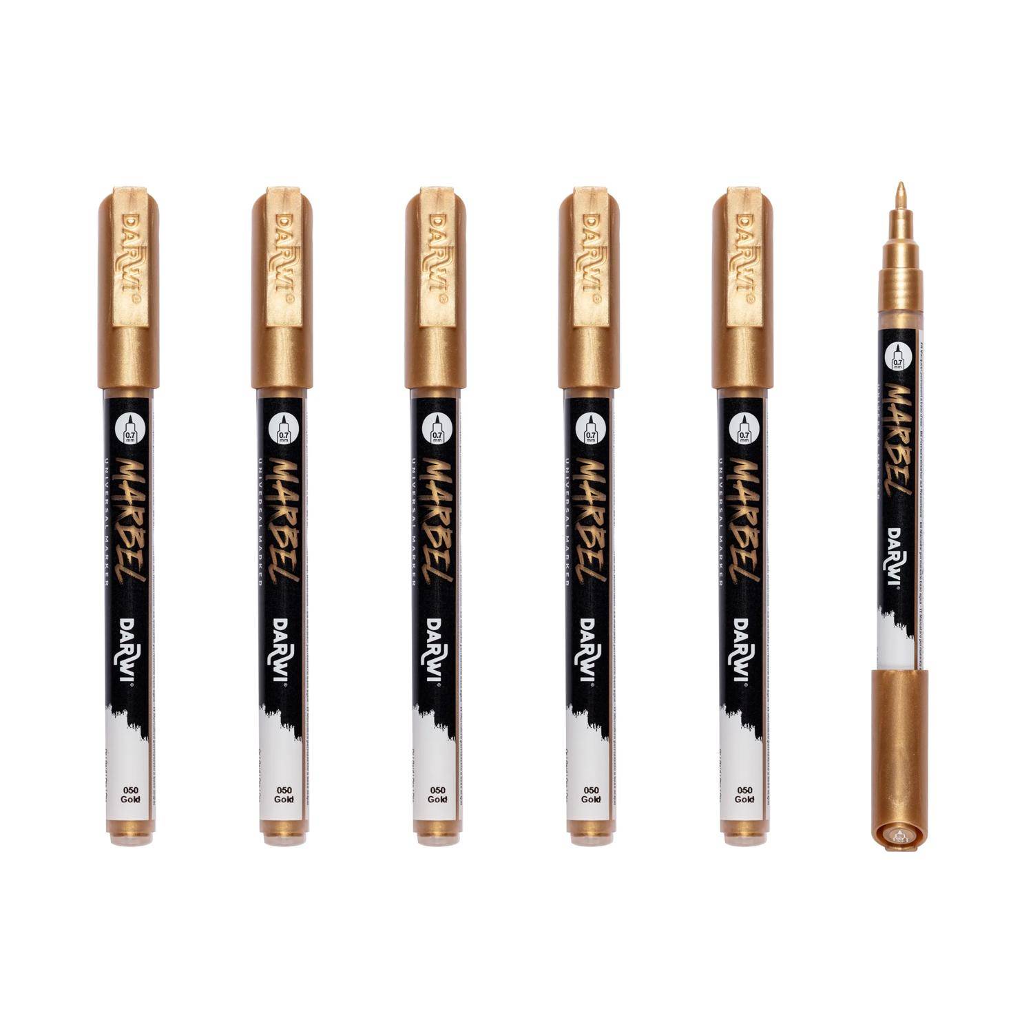 Darwi 6x Universalmarker Acrylfarbe, extrafeine Spitze 0,7mm Gold DA0233001050C