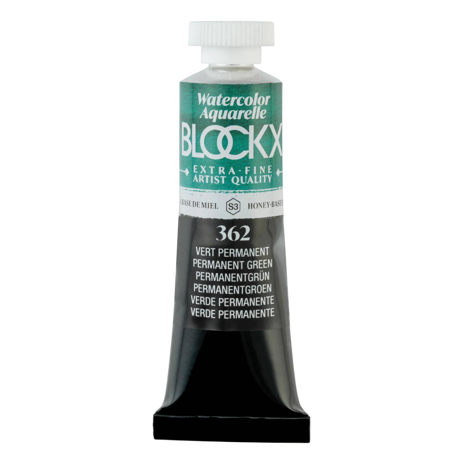 Blockx 3x Aquarellfarbe, Permanentgrün - Tube 15ml - Permanentgrün 44362BXC
