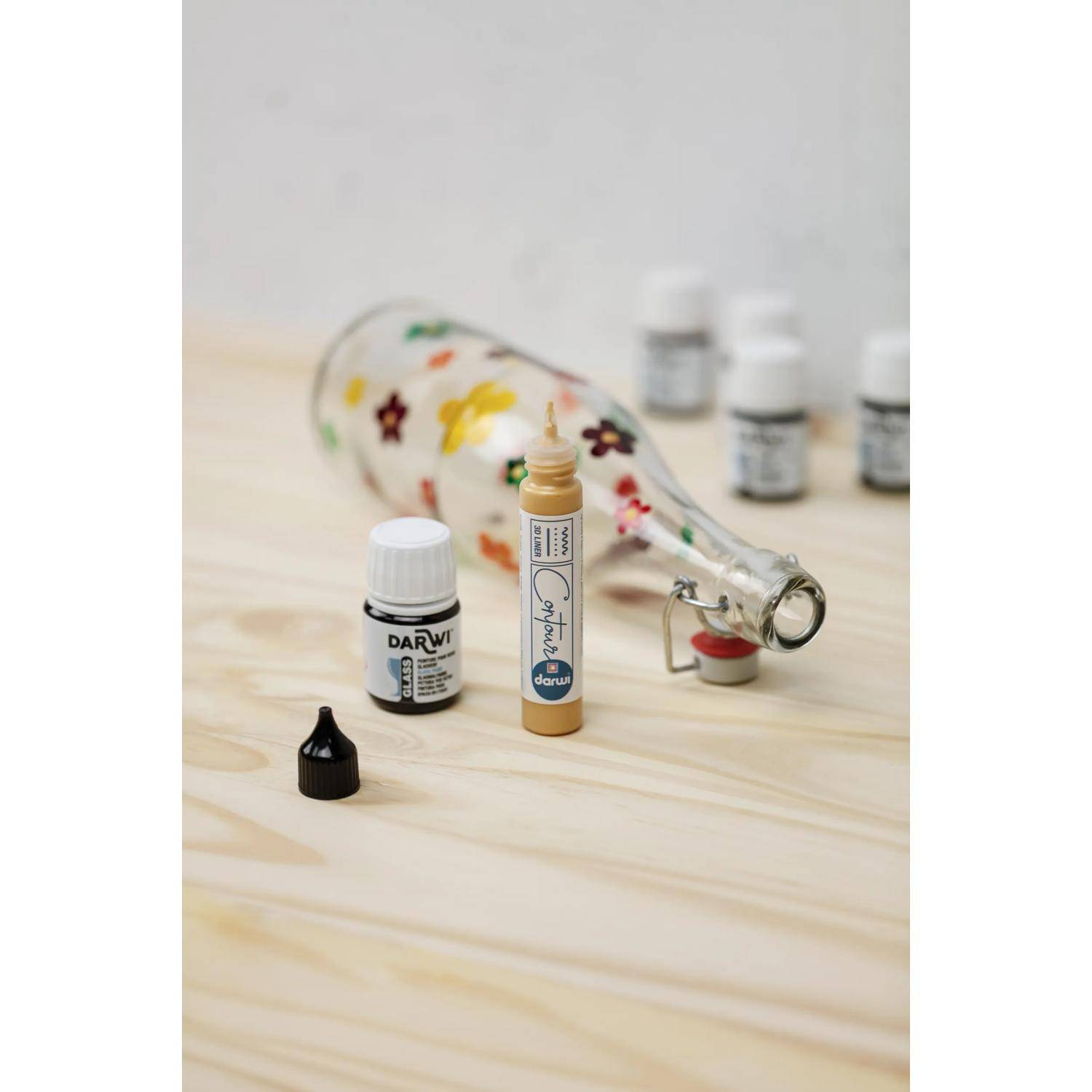 Darwi 5x DARWI Glasmalfarbe, Flakon 30ml, Karminrot - Karmin DA0700030420C