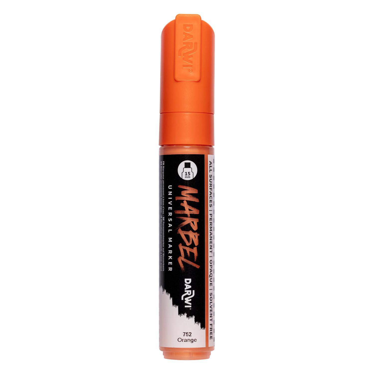 Darwi 3x Marker Acrylfarbe, rechteckige breite Spitze 15mm Orange DA0222015752C