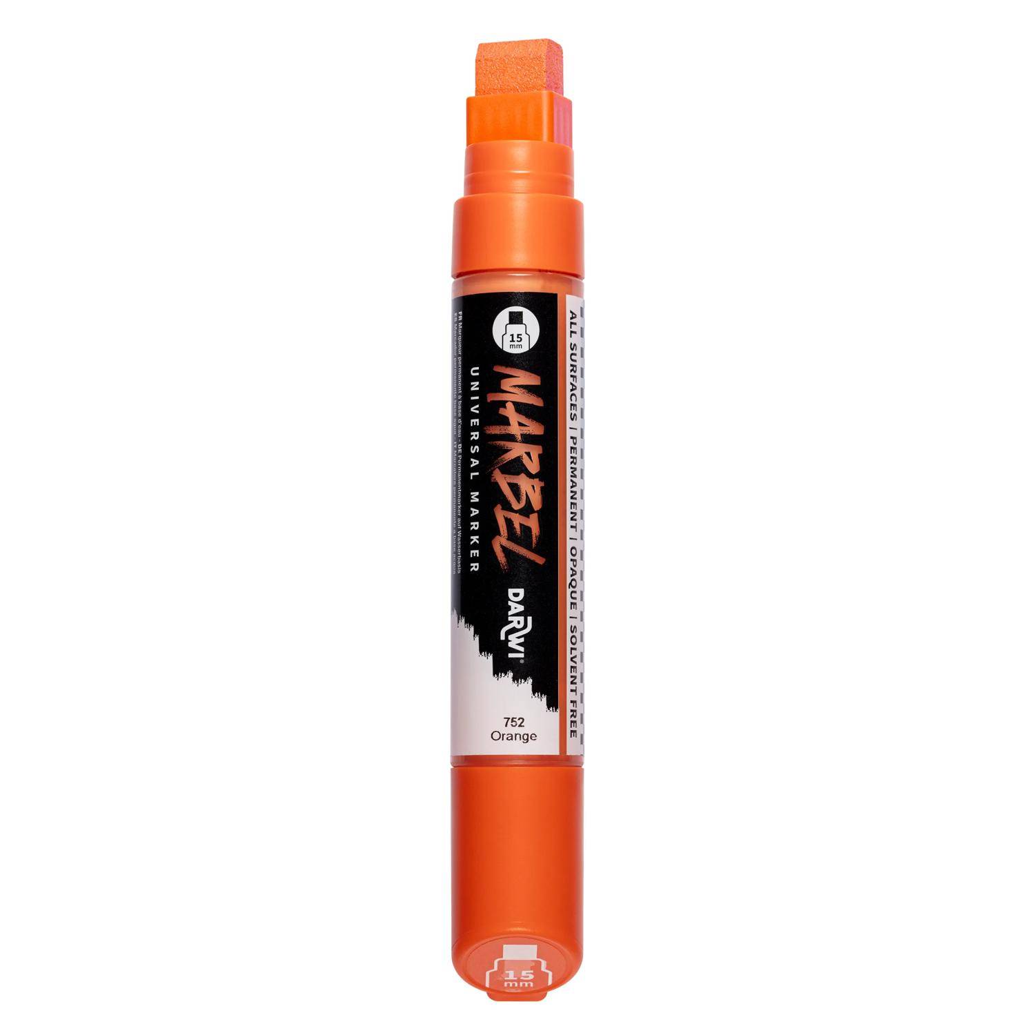 Darwi 3x Marker Acrylfarbe, rechteckige breite Spitze 15mm Orange DA0222015752C