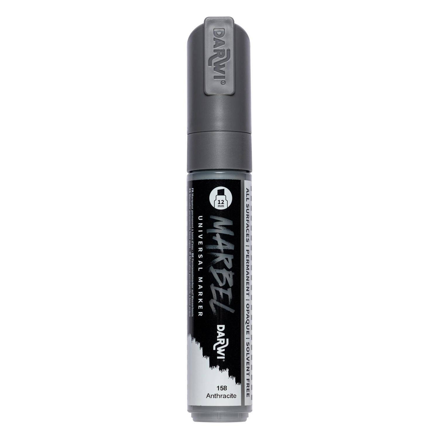 Darwi 3x Marker Acrylfarbe, breite Keilspitze 12mm Anthrazit DA0222012158C