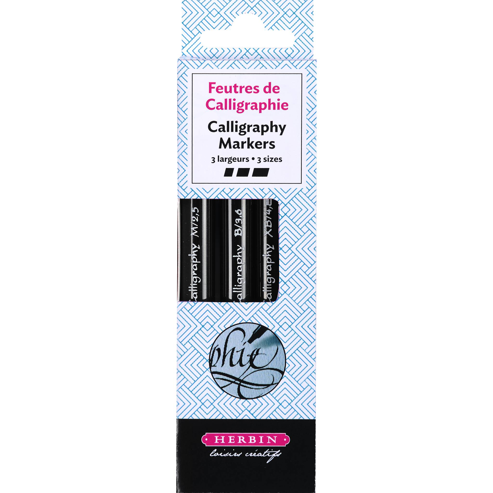 Jacques Herbin 5x Packung 3 Filzstiften/Markern die Kalligrafie Schwarz 20891T