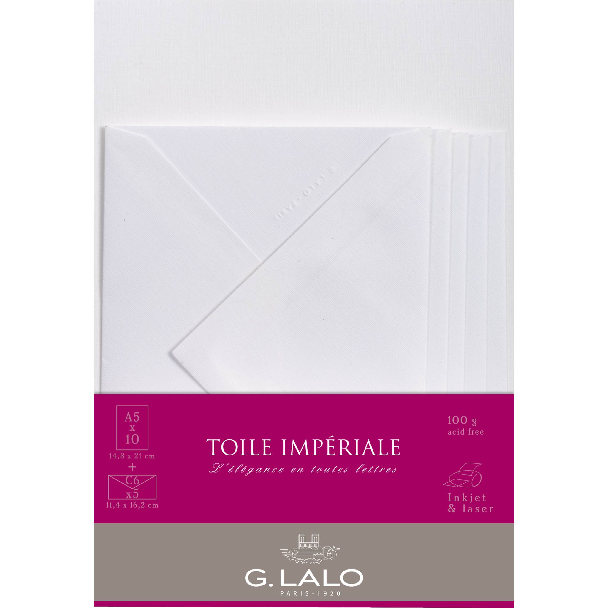G.Lalo 5x Lalo, Korrespondenzset, 10 Blatt A5 und 5 Umschläge - Weiß 62200L