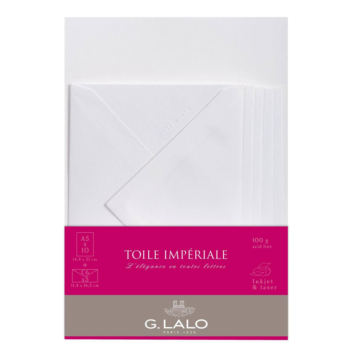 G.Lalo 5x Lalo, Korrespondenzset, 10 Blatt A5 und 5 Umschläge - Weiß 62200L