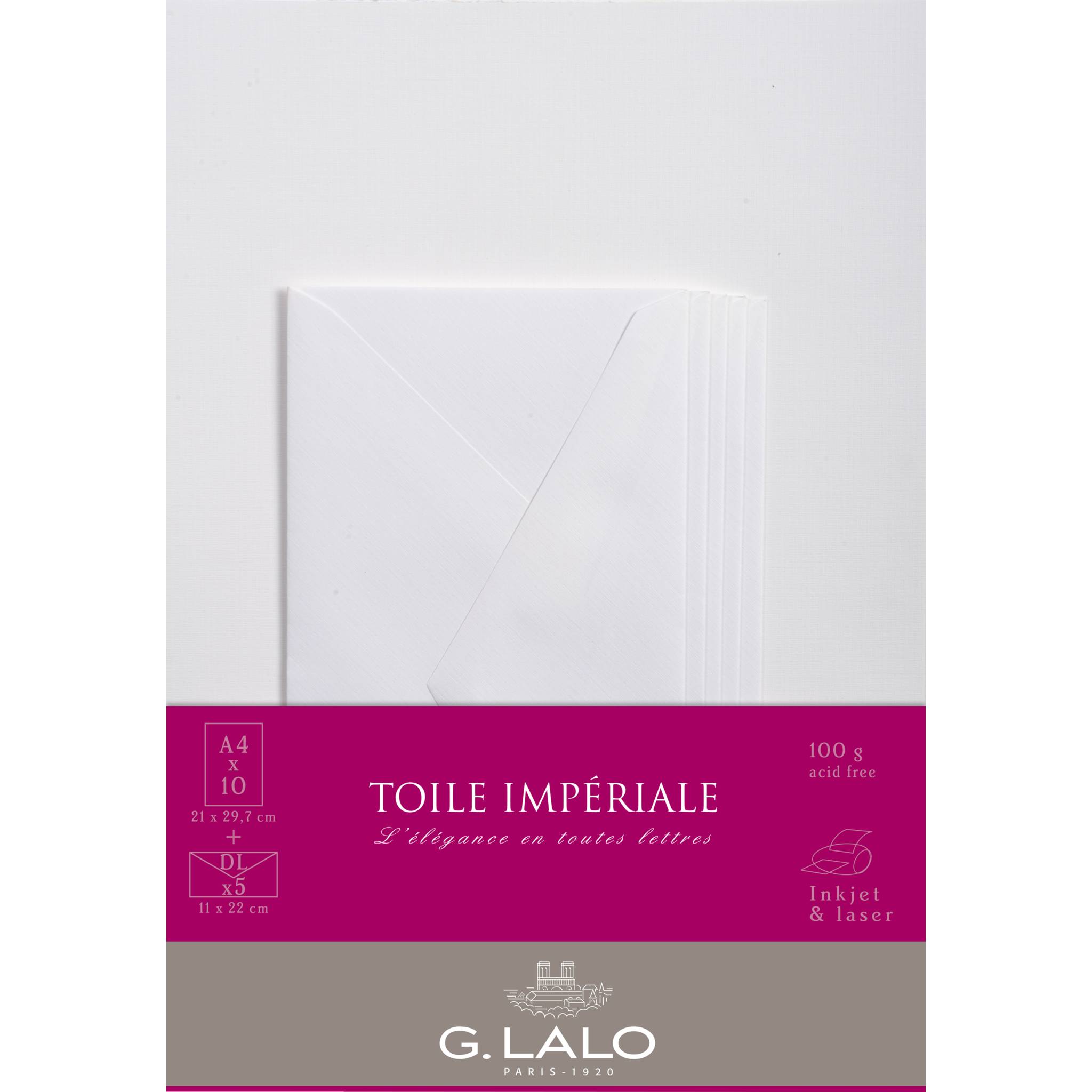 G.Lalo 5x Lalo, Korrespondenzset, 10 Blatt A4 und 5 Umschläge - Weiß 63500L