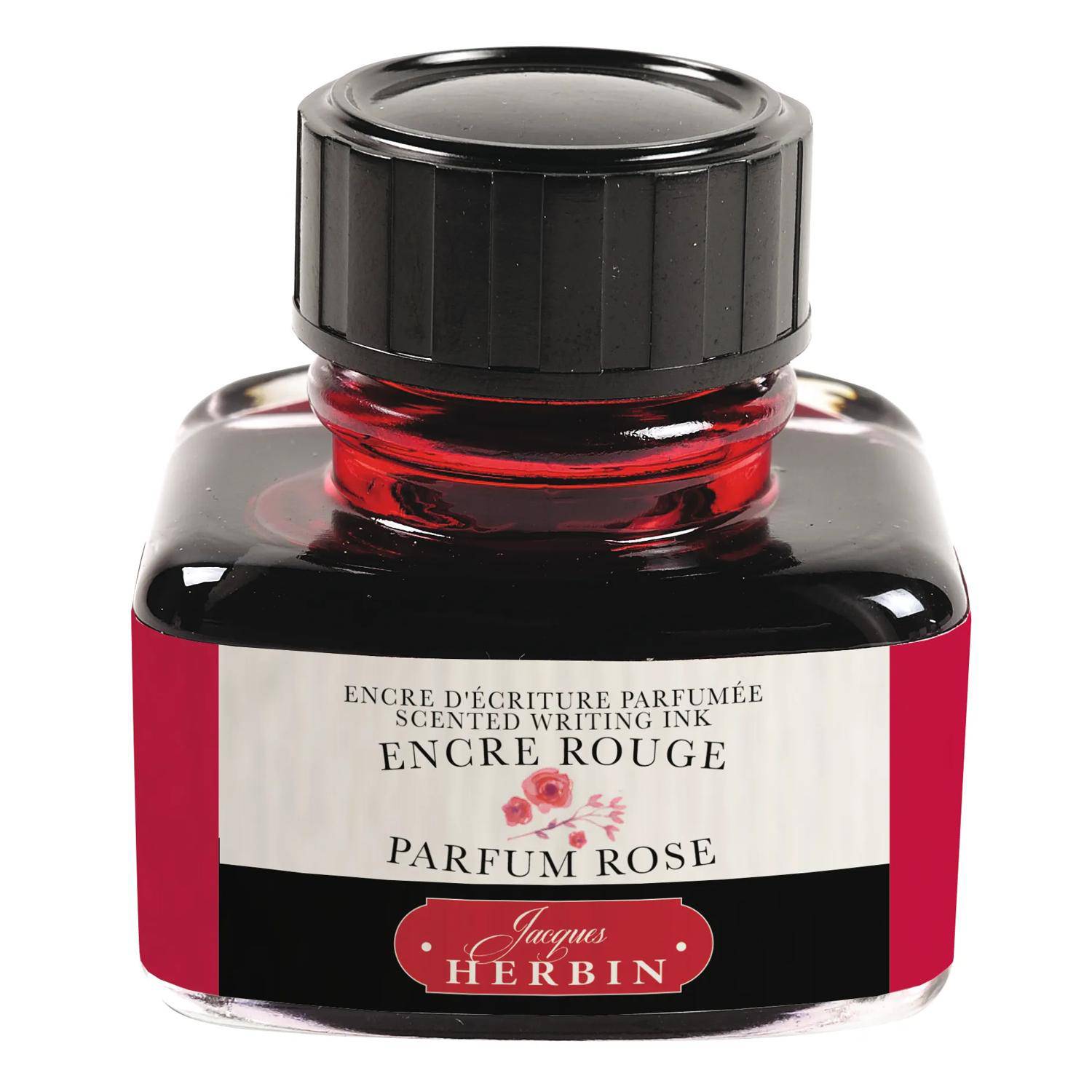 Jacques Herbin 4x Fein parfümierte Tinte im Flakon - Red, rose scent 13768T