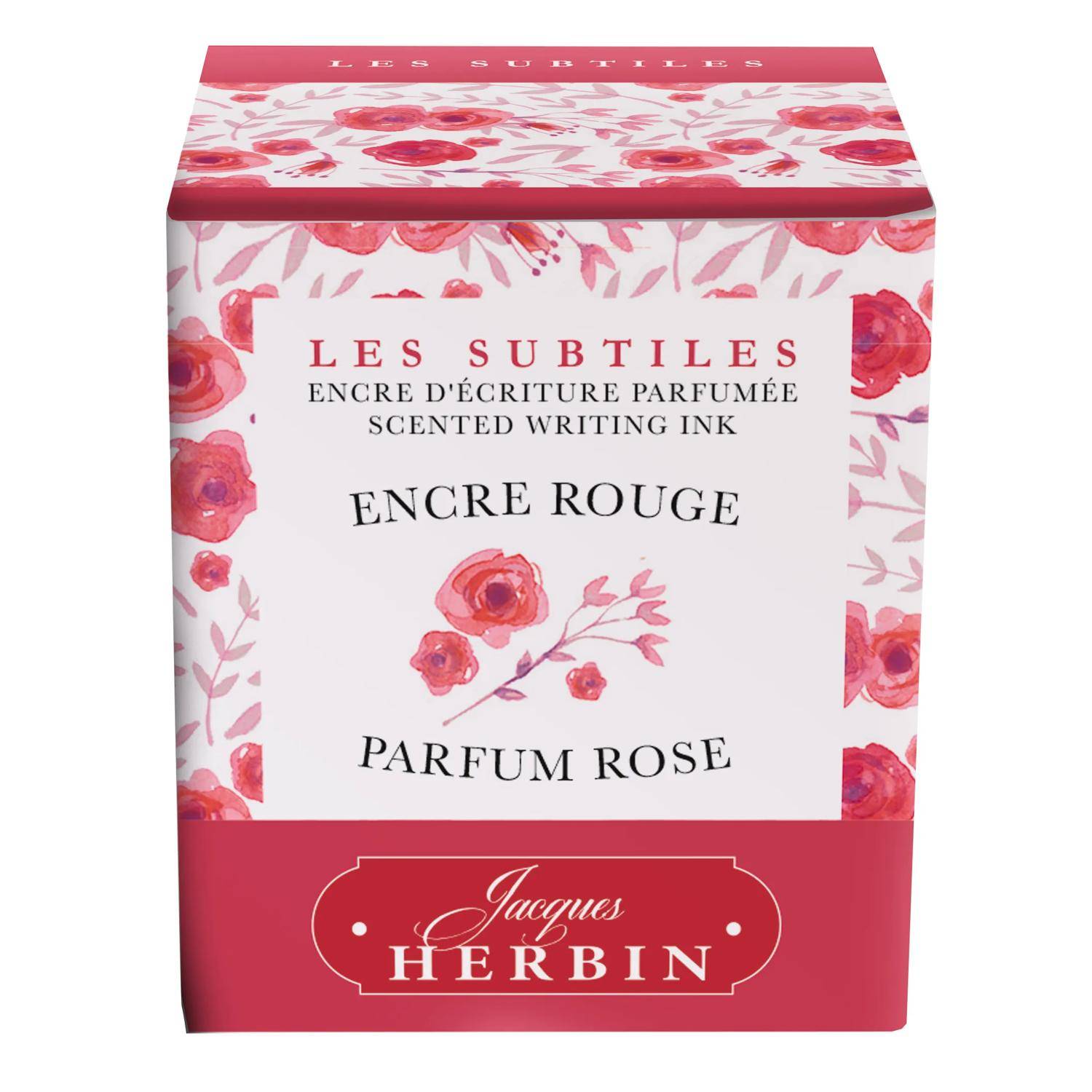 Jacques Herbin 4x Fein parfümierte Tinte im Flakon - Red, rose scent 13768T