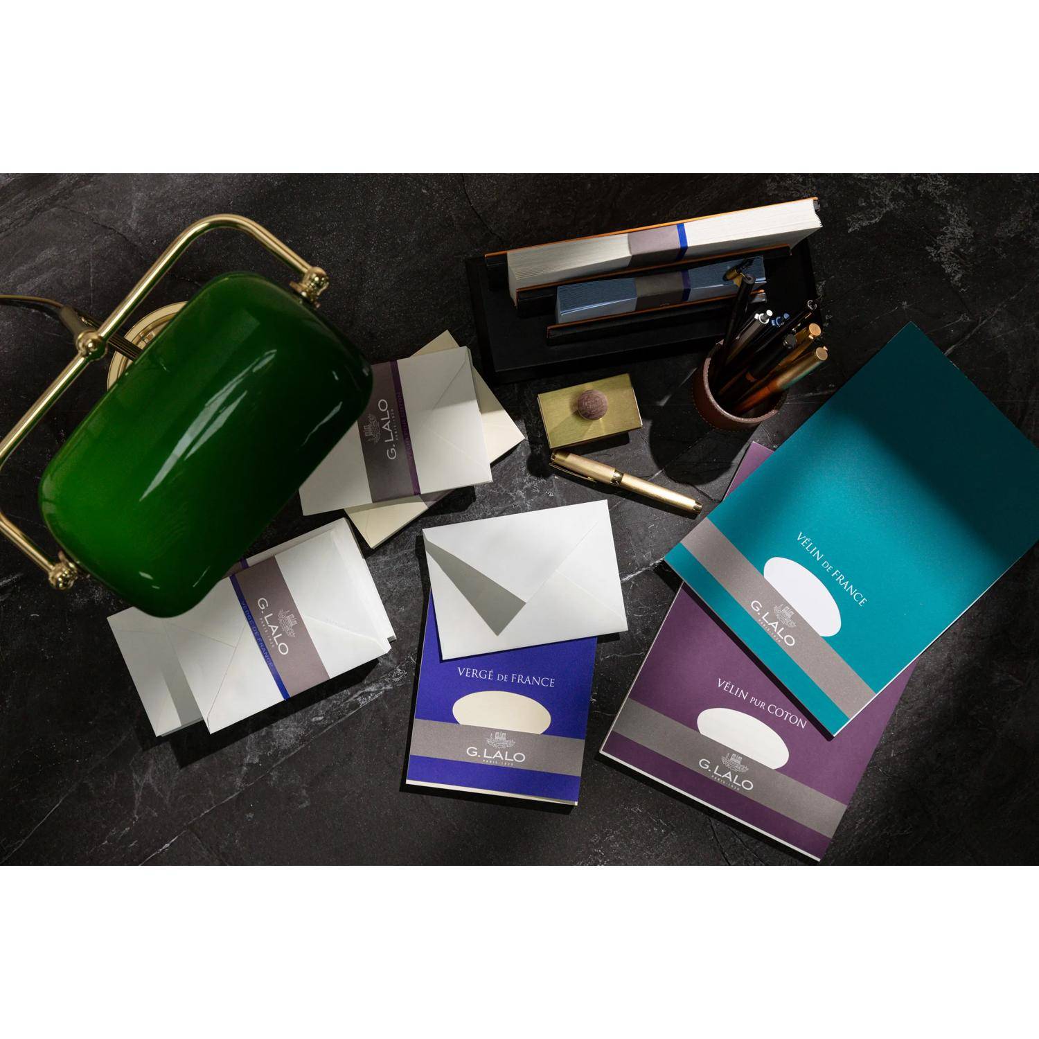 G.Lalo 10x Lalo, Packung mit 25 Umschlägen 90x140mm Vergé de France Weiß 24400L