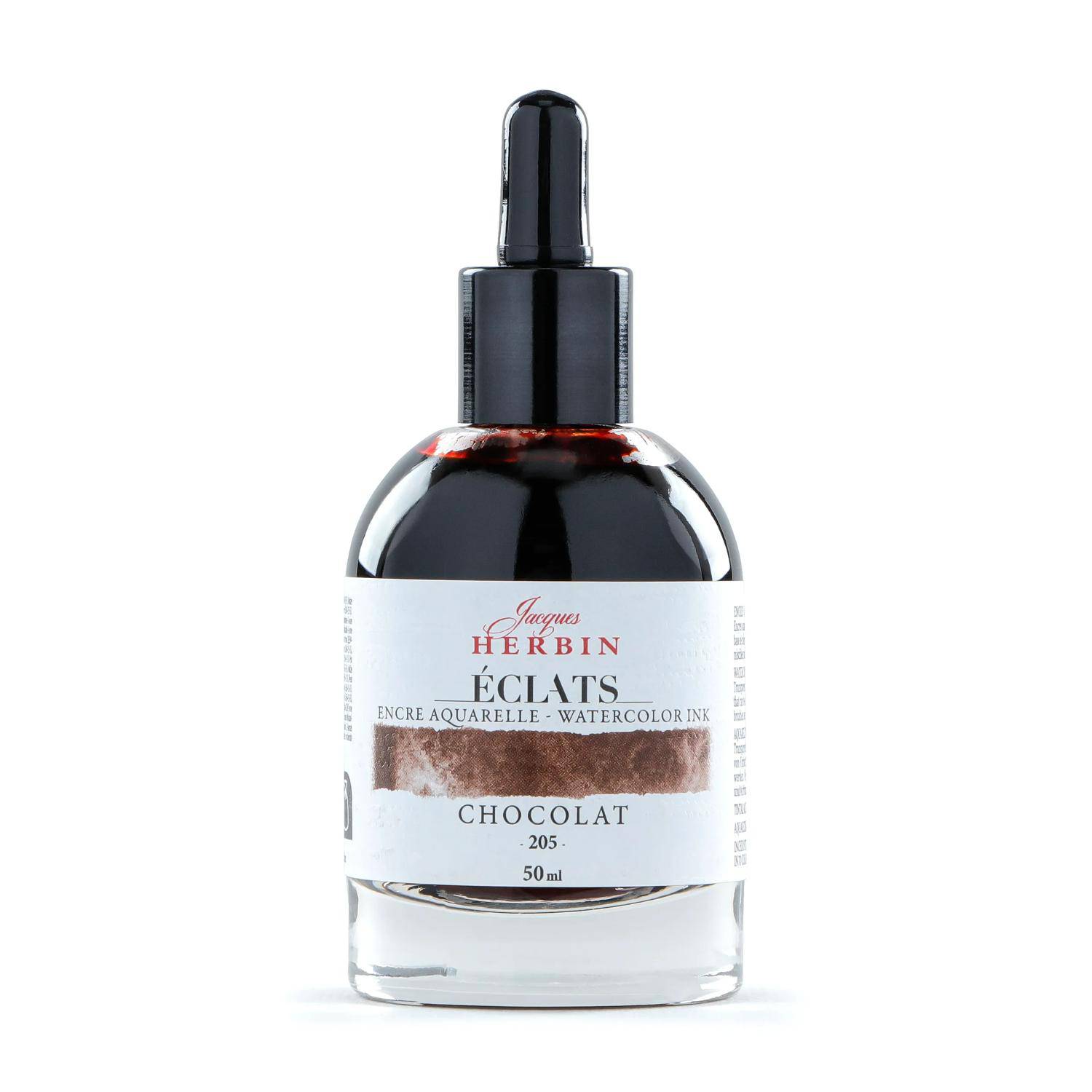 Jacques Herbin 4x Aquarelltine Éclats, Flakon 50ml - Schokoladenbraun 16205T