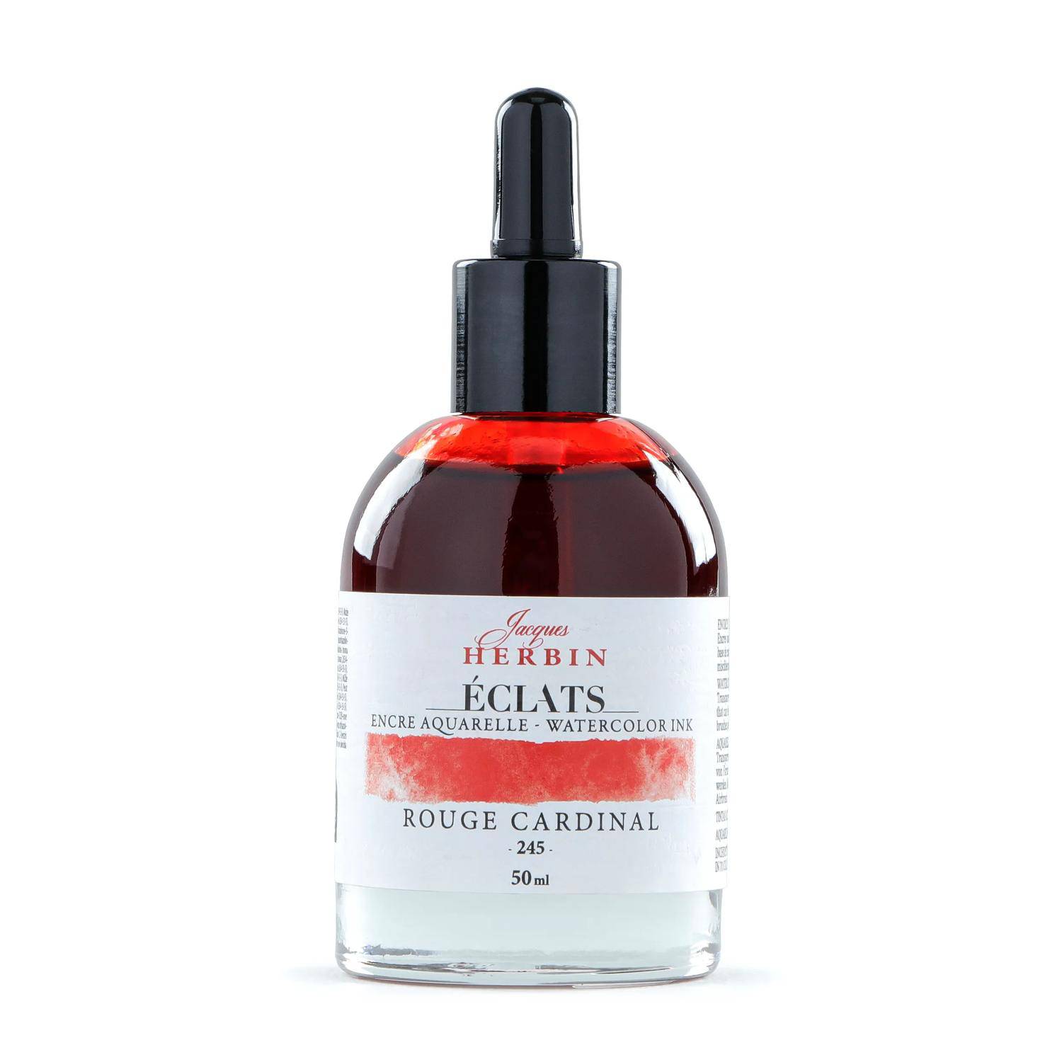 Jacques Herbin 4x Aquarelltine Éclats, Flakon 50ml - Kardinalrot 16245T