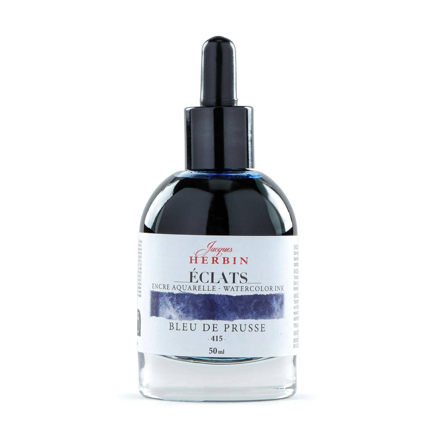 Jacques Herbin 4x Aquarelltine Éclats, Flakon 50ml - Preußischblau 16415T