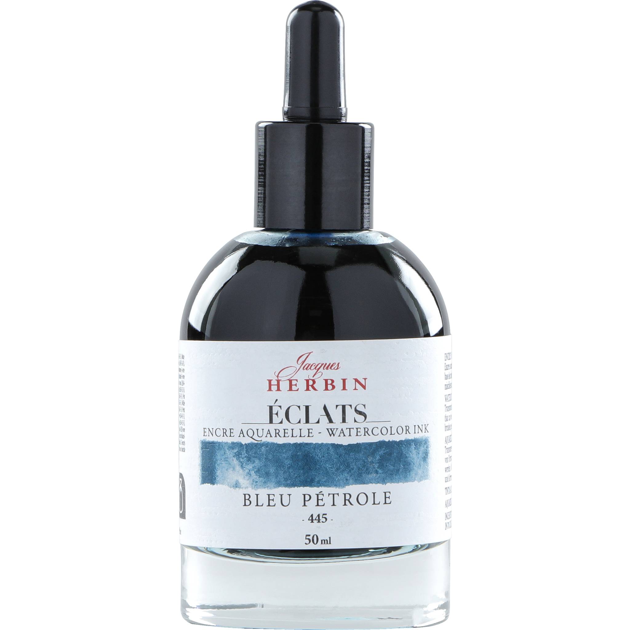 Jacques Herbin 4x Aquarelltine Éclats, Flakon 50ml - Petroliumblau 16445T