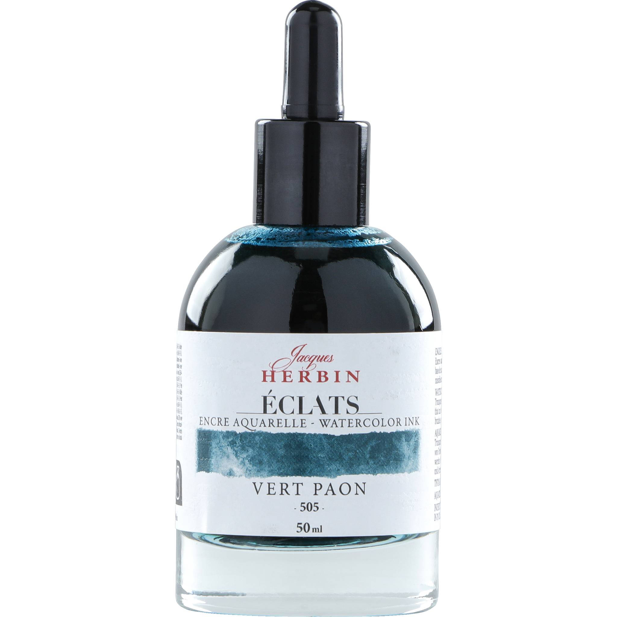 Jacques Herbin 4x Aquarelltine Éclats, Flakon 50ml - Pfaugrün 16505T