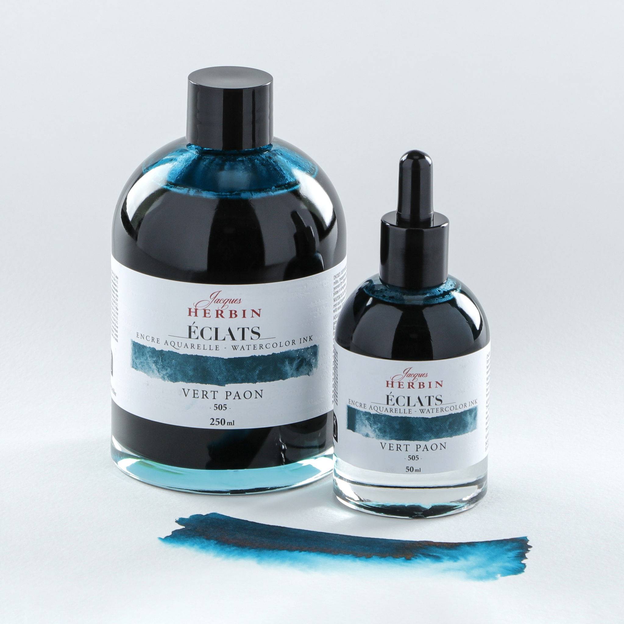 Jacques Herbin 4x Aquarelltine Éclats, Flakon 50ml - Pfaugrün 16505T