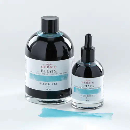 Jacques Herbin 2x Aquarelltine Éclats, Flasche 250ml - Eisblau 18515T Jacques Herbin 2x Aquarelltine Éclats, Flasche 250ml - Eisblau 18515T