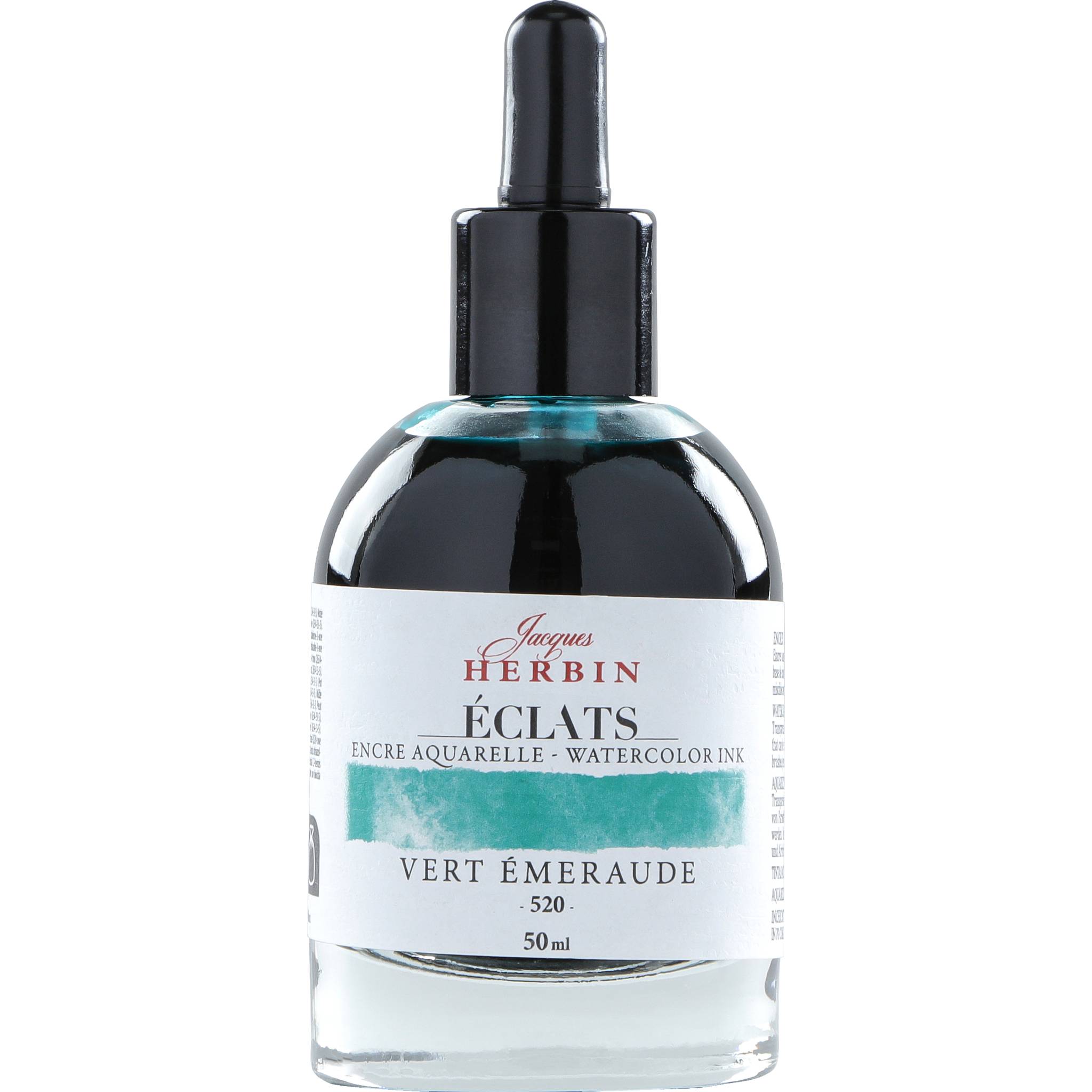 Jacques Herbin 4x Aquarelltine Éclats, Flakon 50ml - Smaragdgrün 16520T