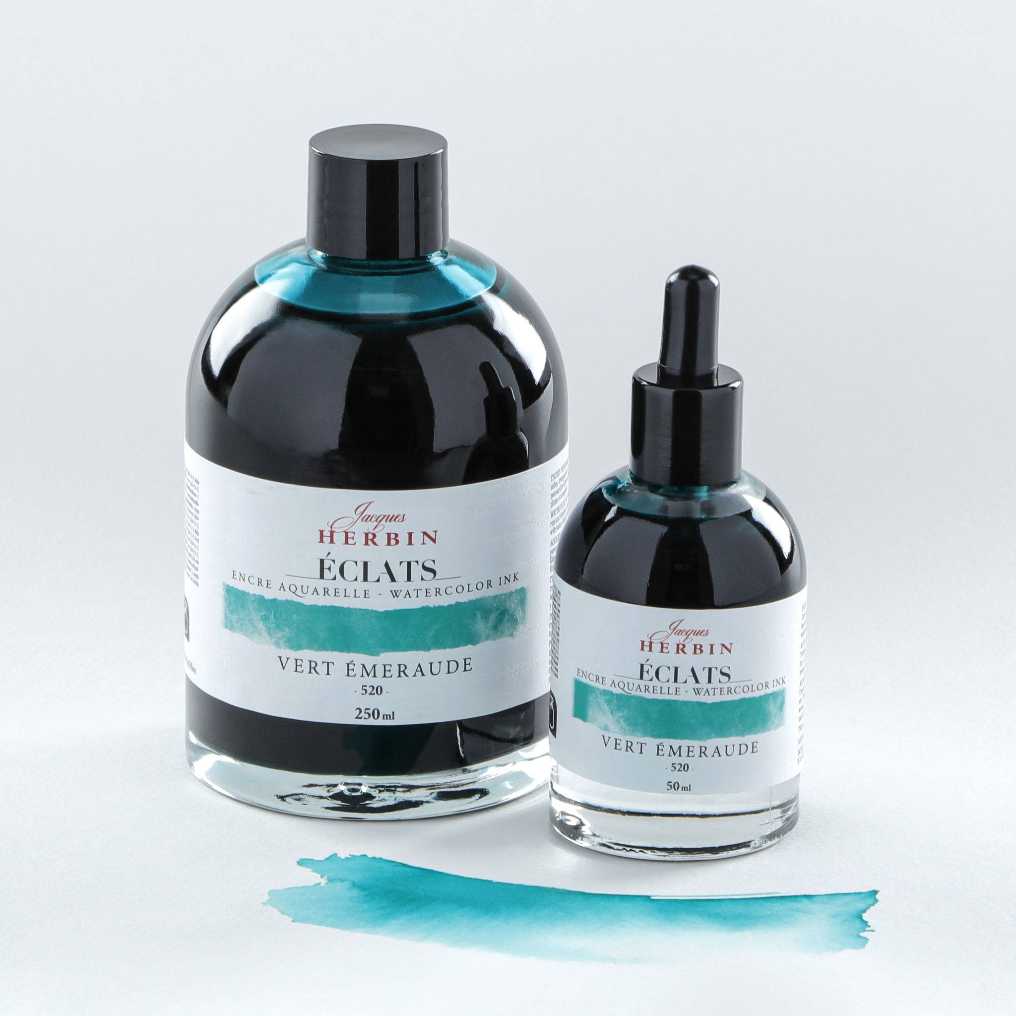 Jacques Herbin 4x Aquarelltine Éclats, Flakon 50ml - Smaragdgrün 16520T