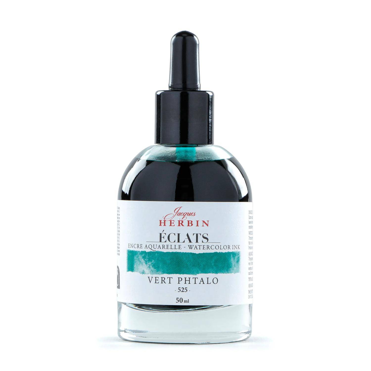 Jacques Herbin 4x Aquarelltine Éclats, Flakon 50ml - Phthalogrün 16525T
