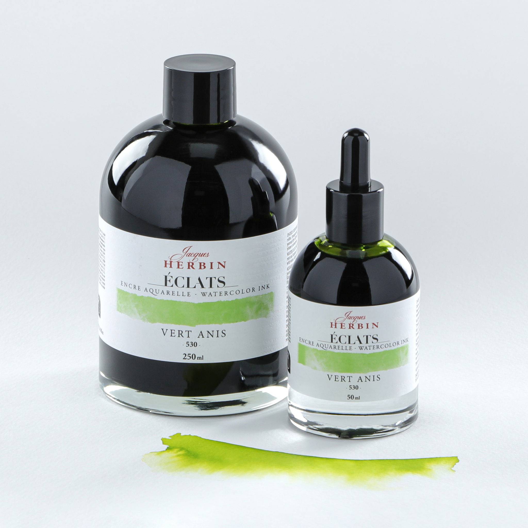 Jacques Herbin 4x Aquarelltine Éclats, Flakon 50ml - Anisgrün 16530T