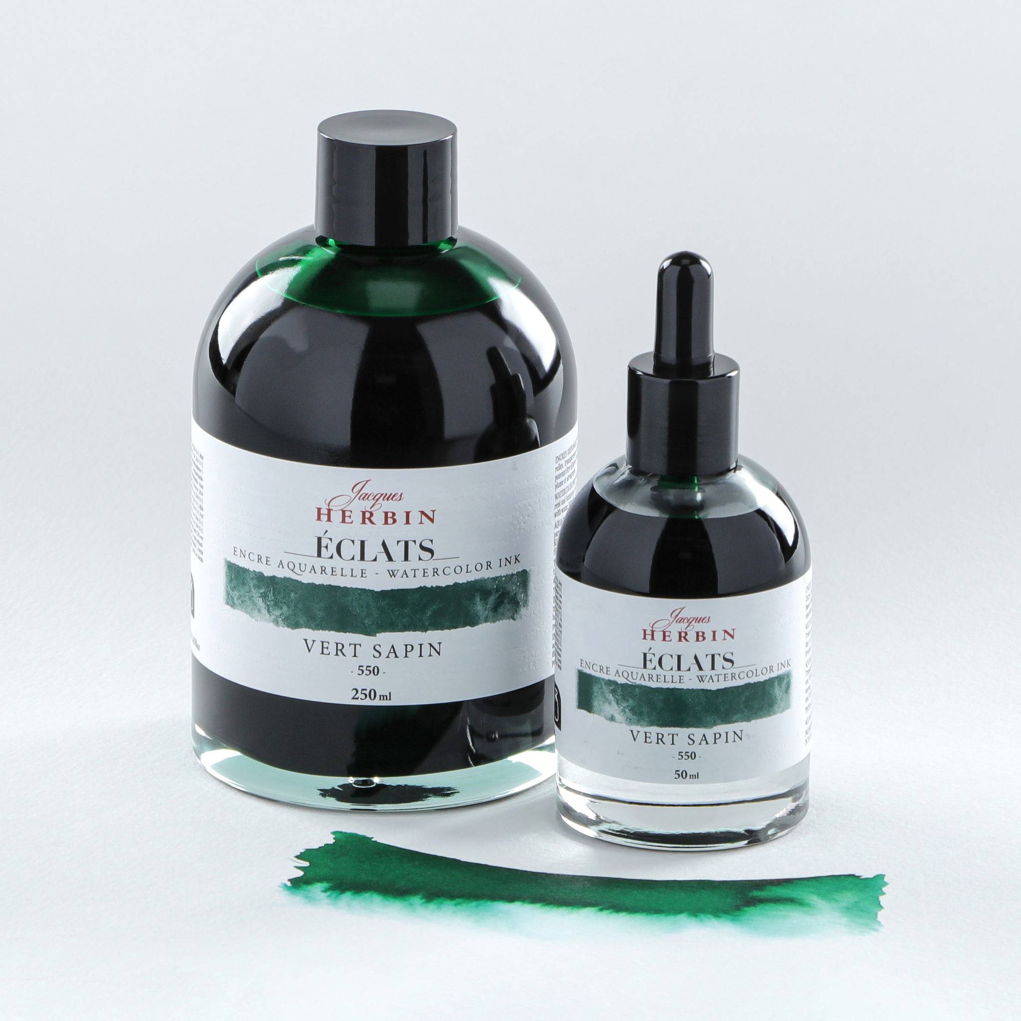 Jacques Herbin 2x Aquarelltine Éclats, Flasche 250ml - Tannengrün 18550T