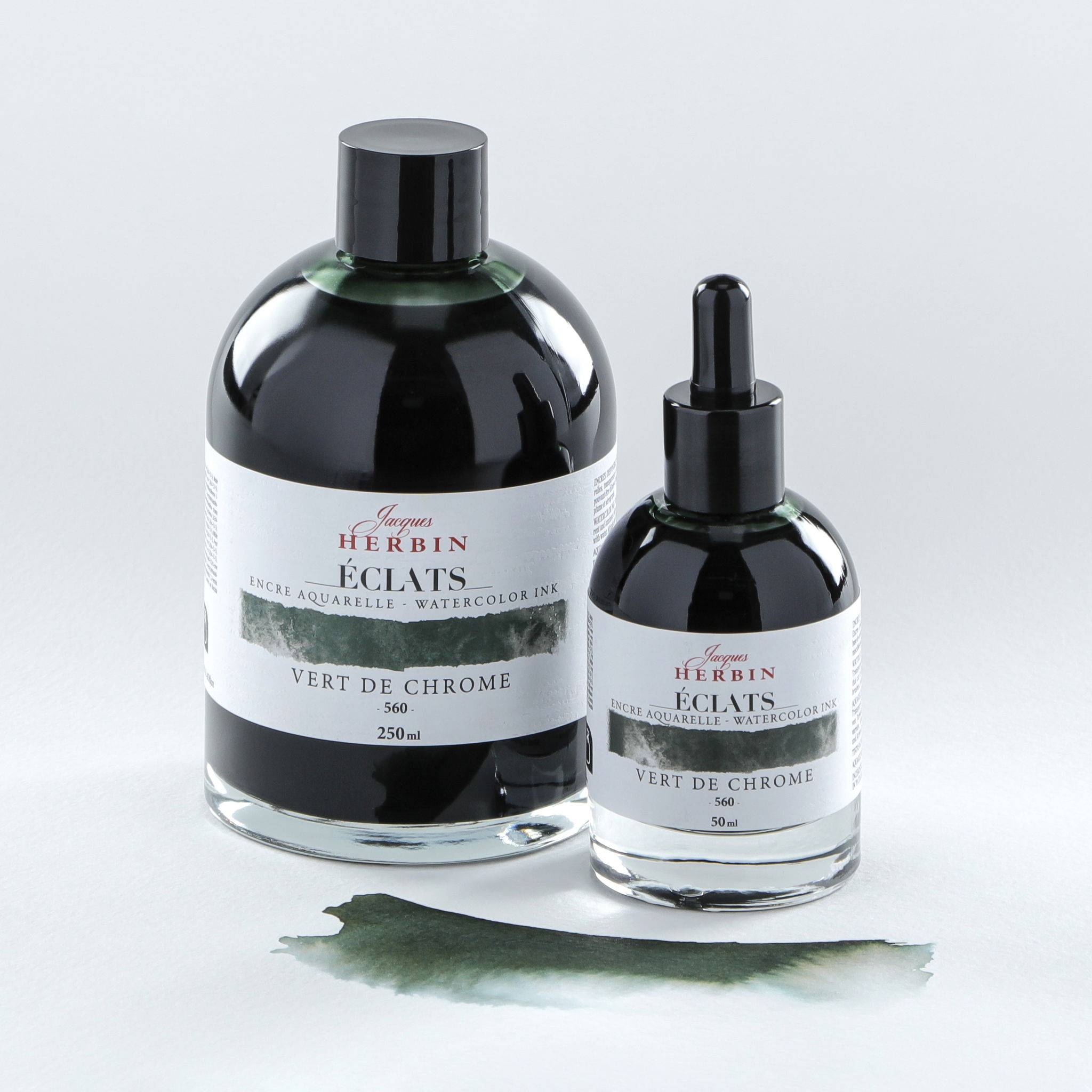 Jacques Herbin 2x Aquarelltine Éclats, Flasche 250ml - Chromgrün 18560T