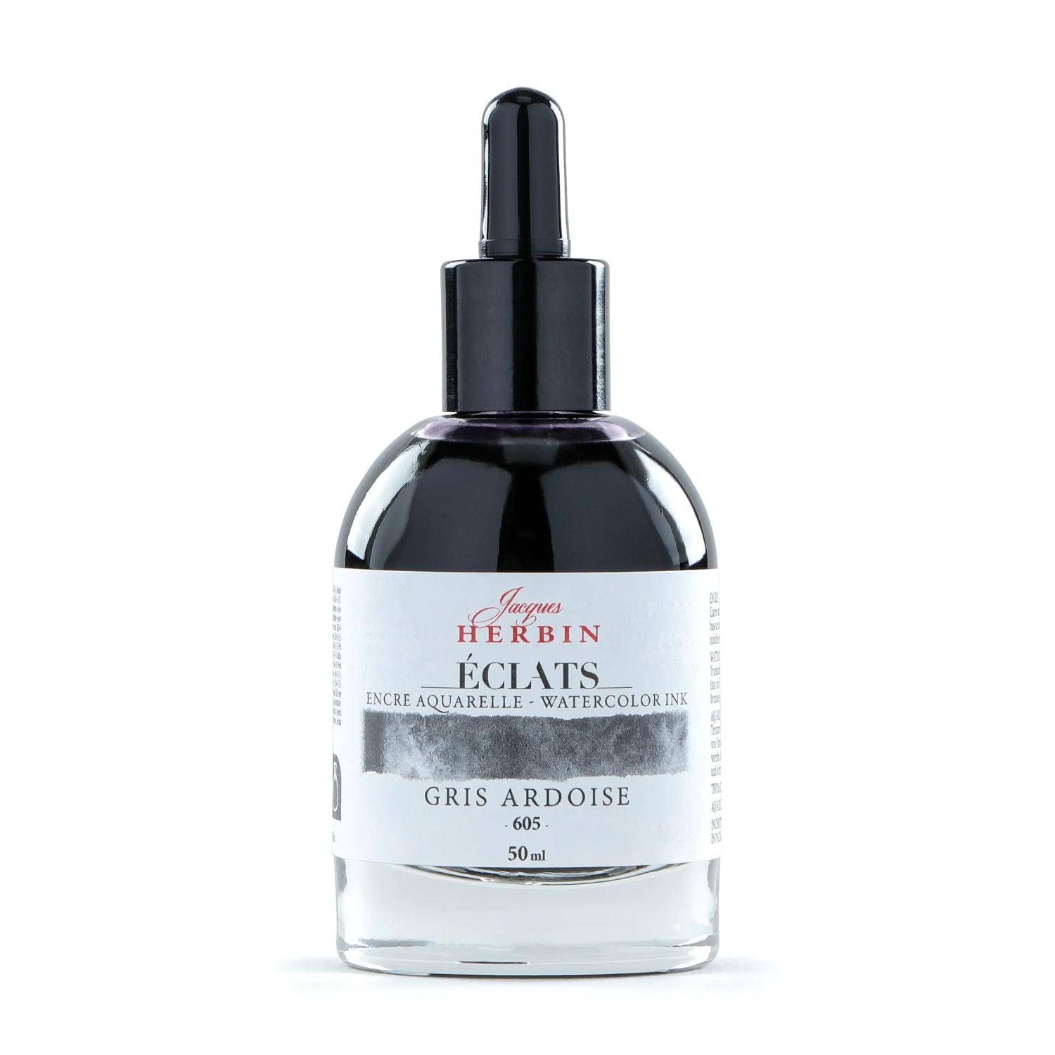 Jacques Herbin 4x Aquarelltine Éclats, Flakon 50ml - Schiefergrau 16605T