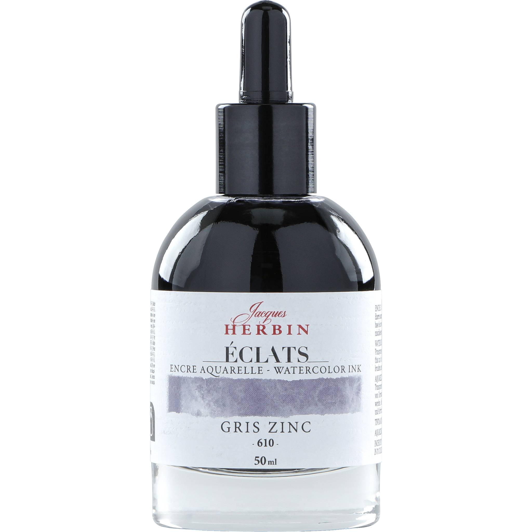 Jacques Herbin 4x Aquarelltine Éclats, Flakon 50ml - Zinkgrau 16610T