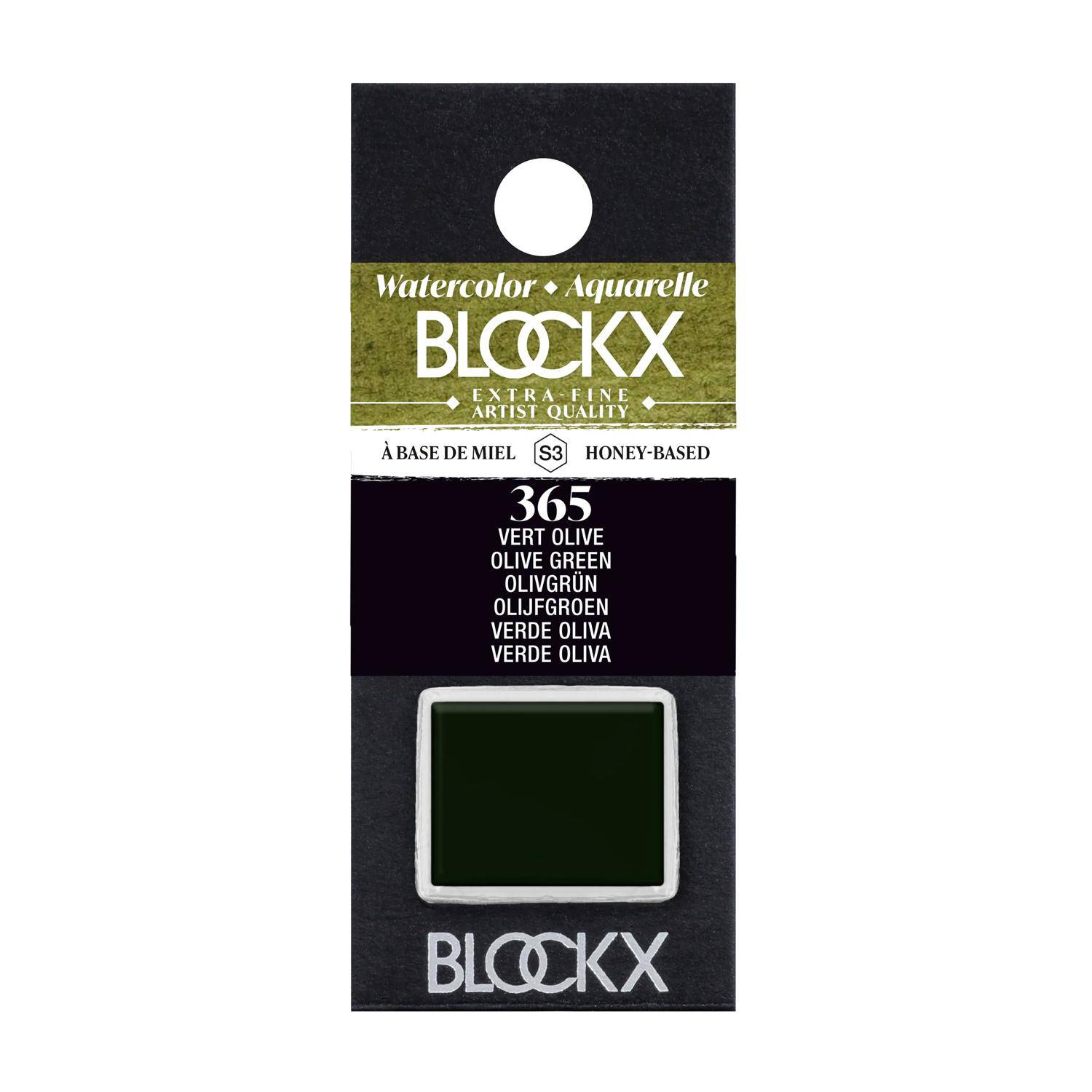 Blockx 3x Aquarellfarbe, Olivengrün - 1/2 Näpfchen 1,5ml - Olivgrün 41365BXC