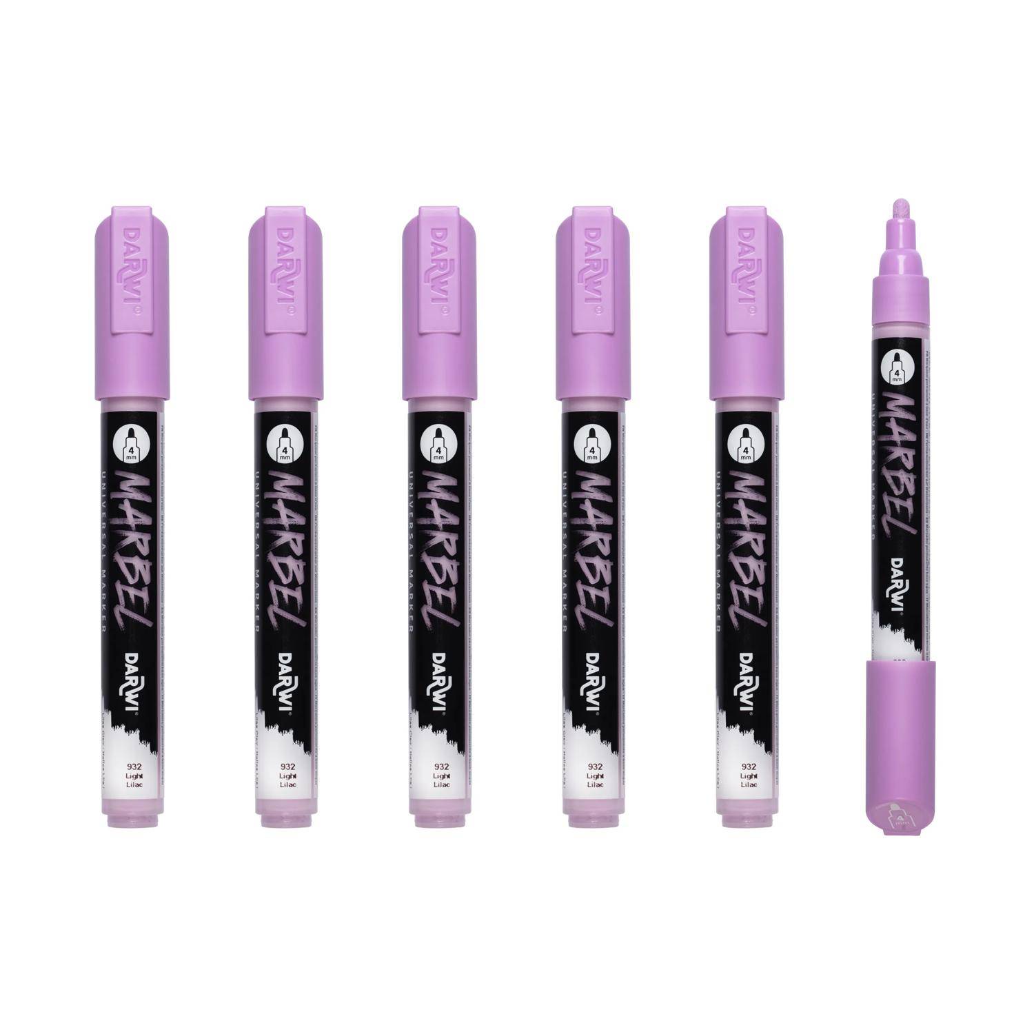 Darwi 6x Marker Acrylfarbe, Rundspitze medium 4mm Helllila DA0226004932C
