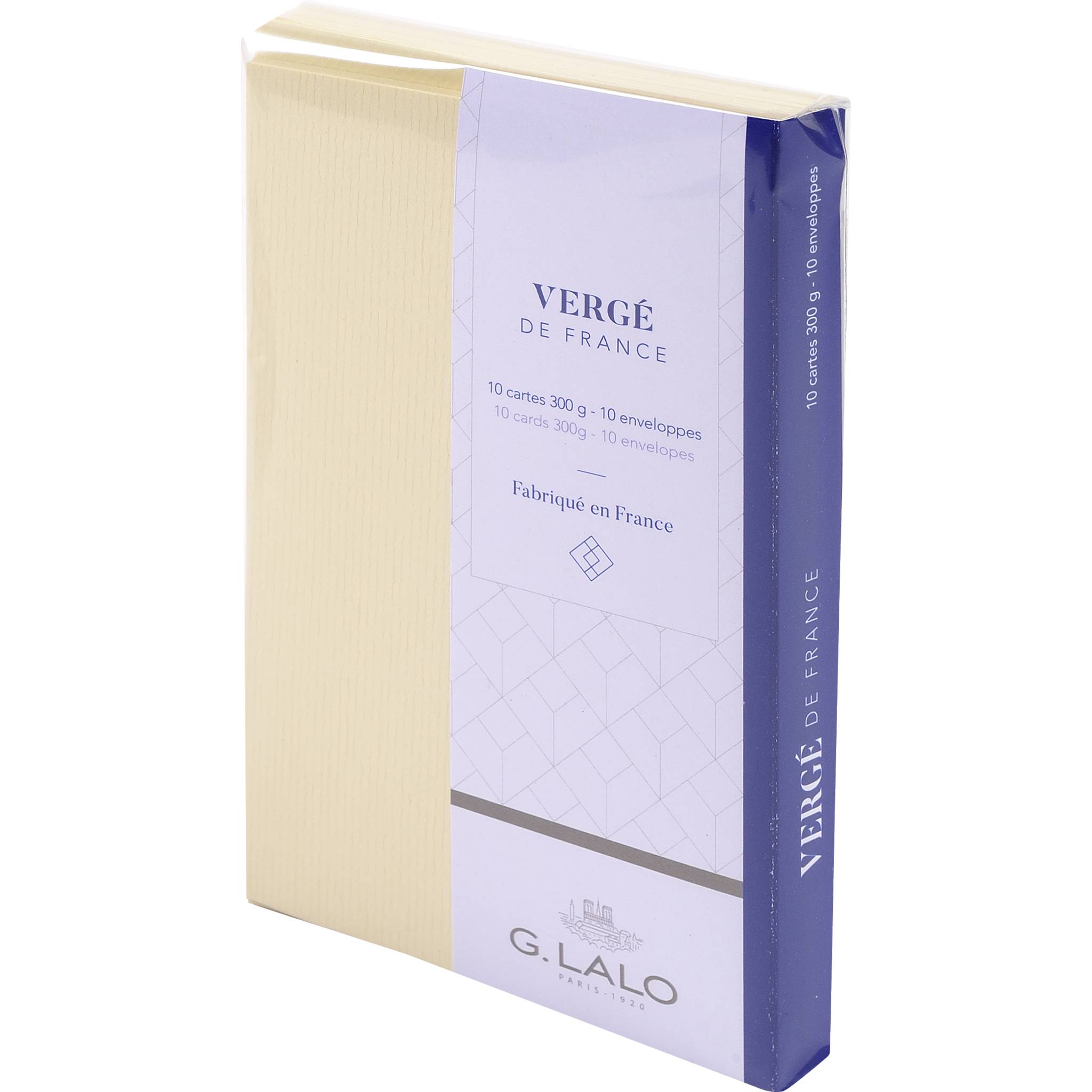 G.Lalo 5x Korrespondenzset, 10 Karten und 10 Umschläge 90x140mm Elfenbein 25616L