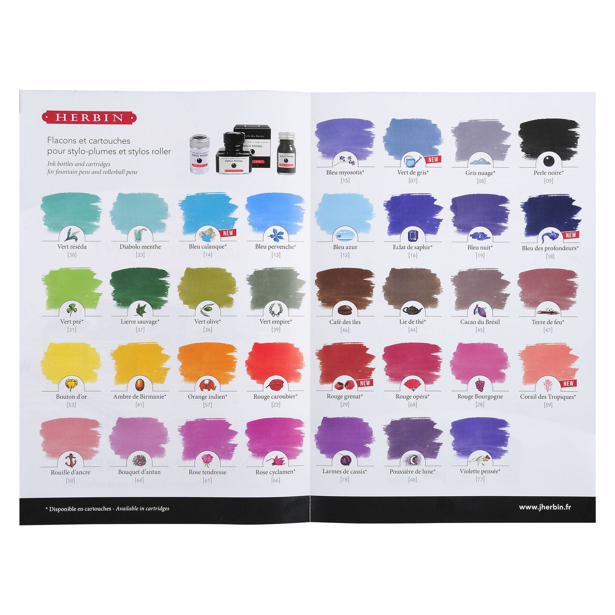 Jacques Herbin 50x Farbtabelle für Tinten und Patronen 7T